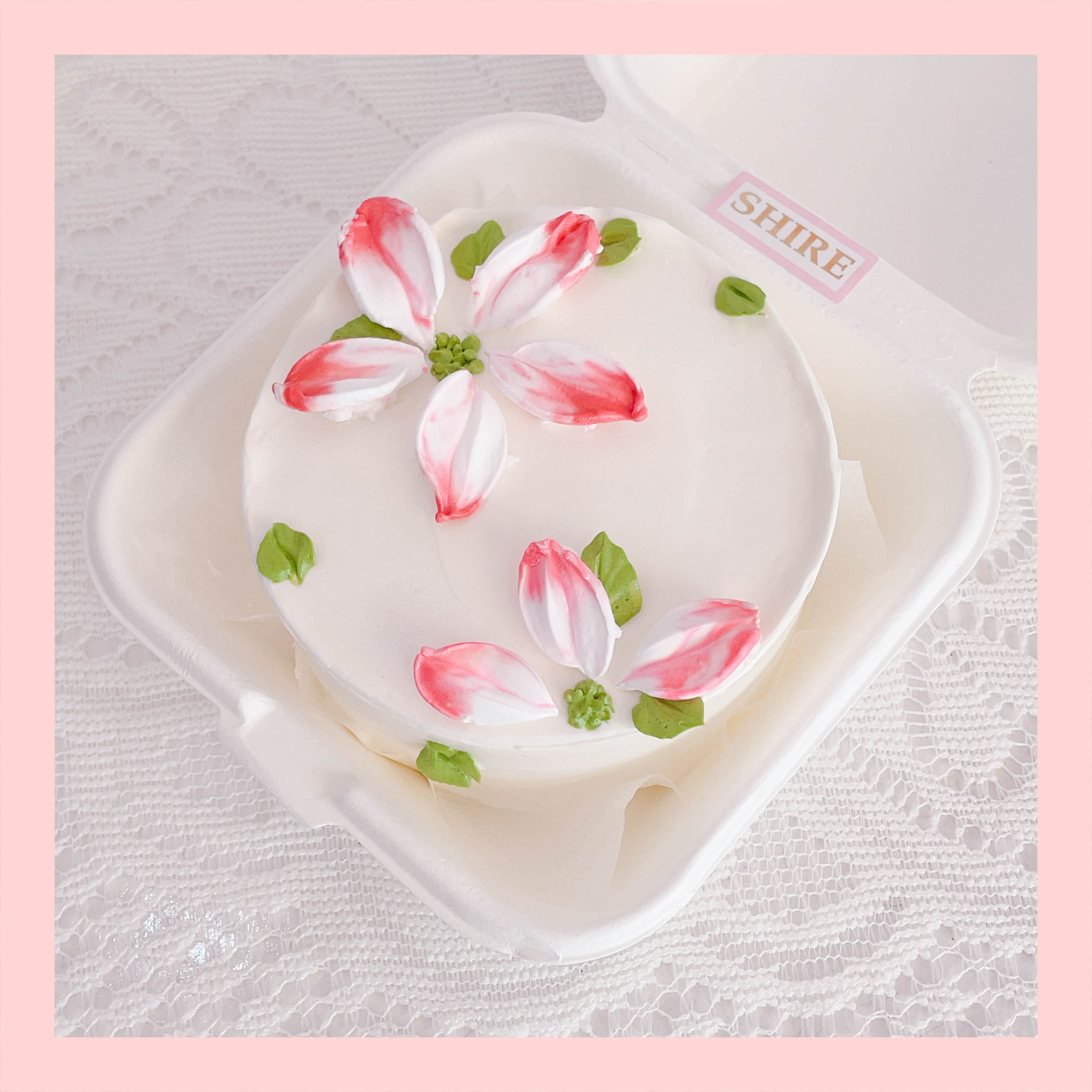 Mini Bento vẽ hoa lá - Bánh kem bơ mini hộp bã mía