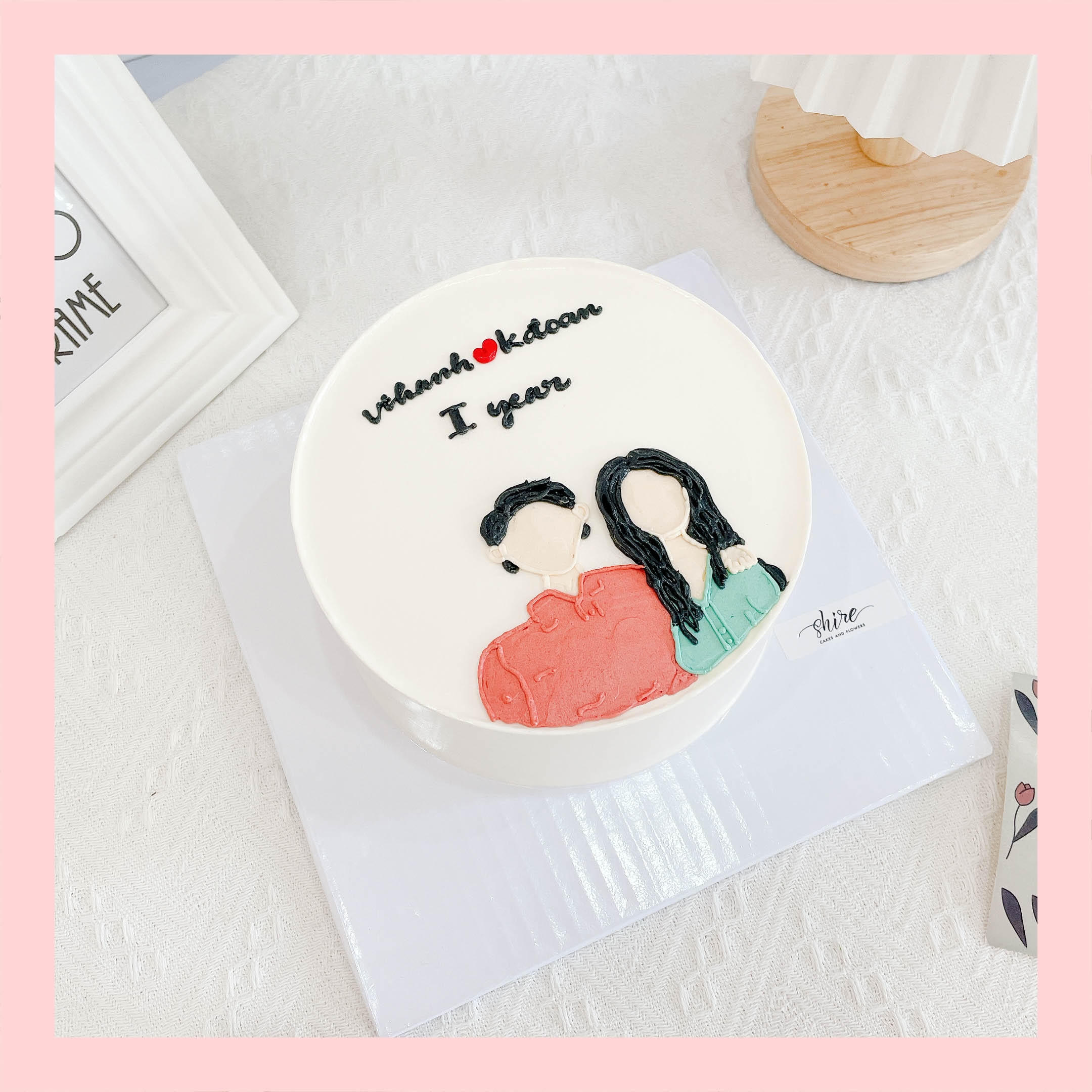 Bánh vẽ hình cặp đôi - Bánh kem sinh nhật