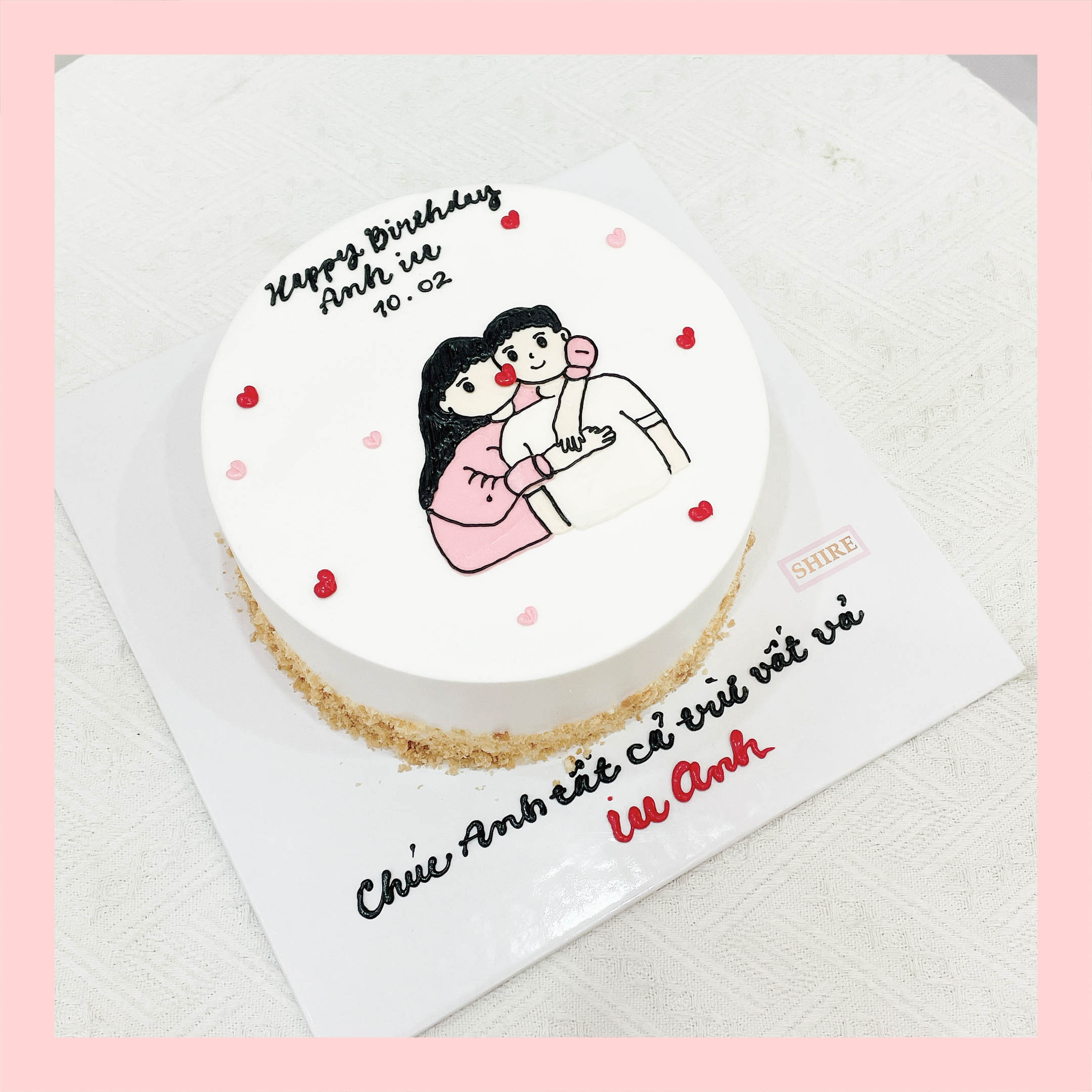 Bánh vẽ hình cặp đôi - Bánh kem sinh nhật