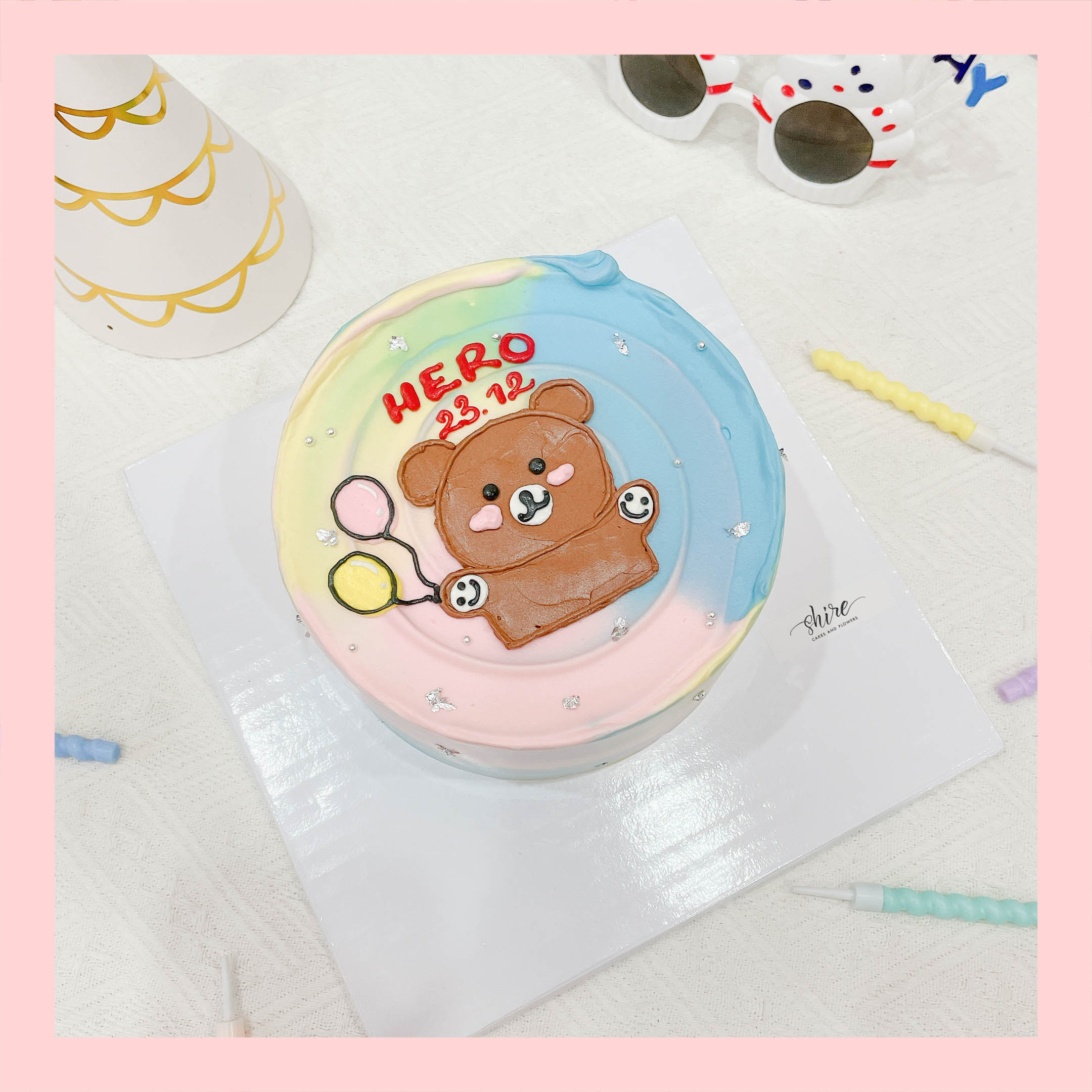 Bánh vẽ hình con gấu dễ thương - Bánh sinh nhật trẻ em