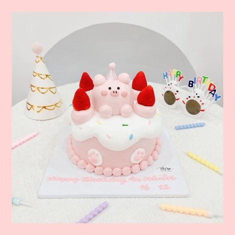 Bánh bơm thú hình con heo/con ếch/con gà/con cọp 3D dễ thương - Bánh sinh nhật trẻ em