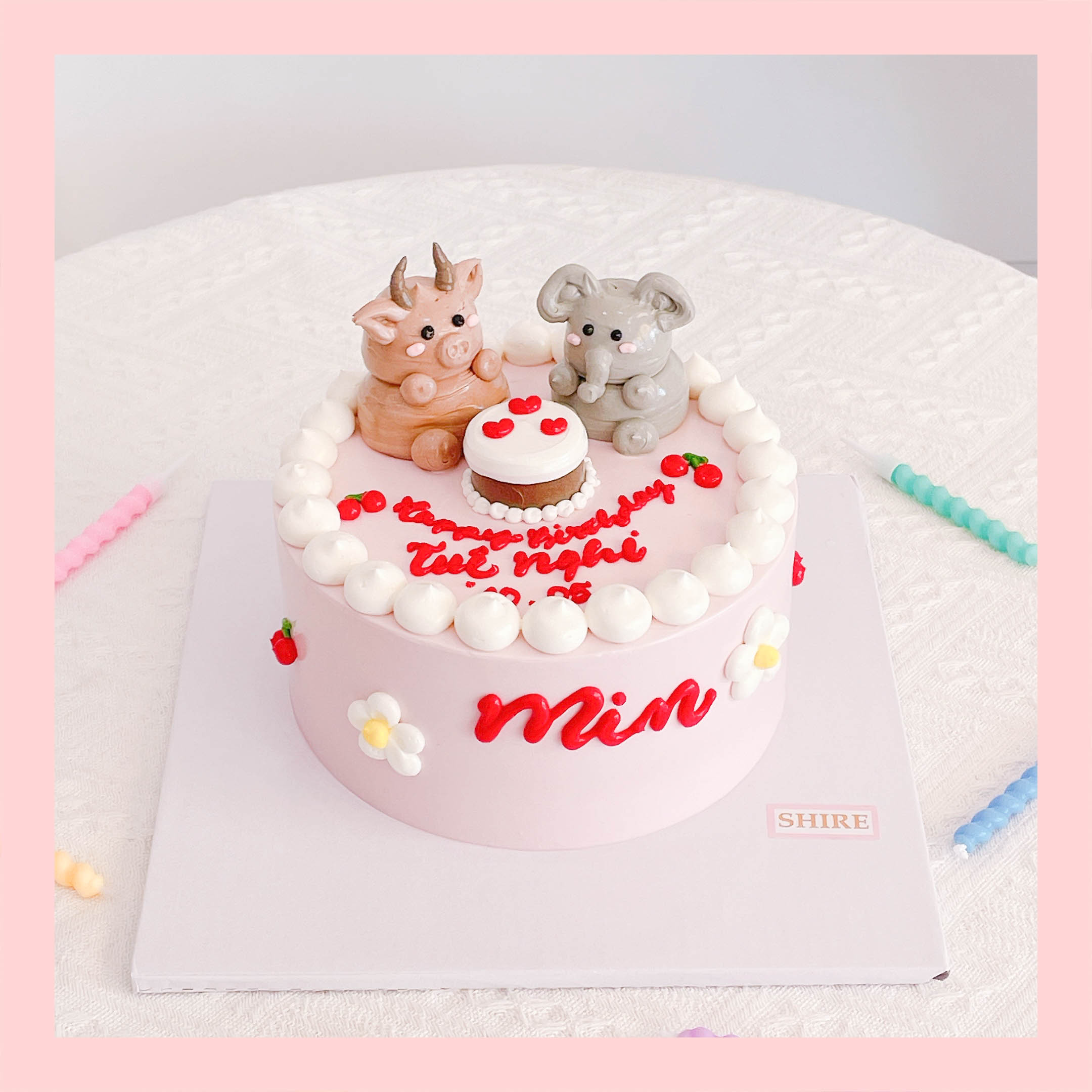 Bánh bơm thú hình con chó/con mèo/con khỉ/con chuột/con bò 3D dễ thương - Bánh sinh nhật trẻ em