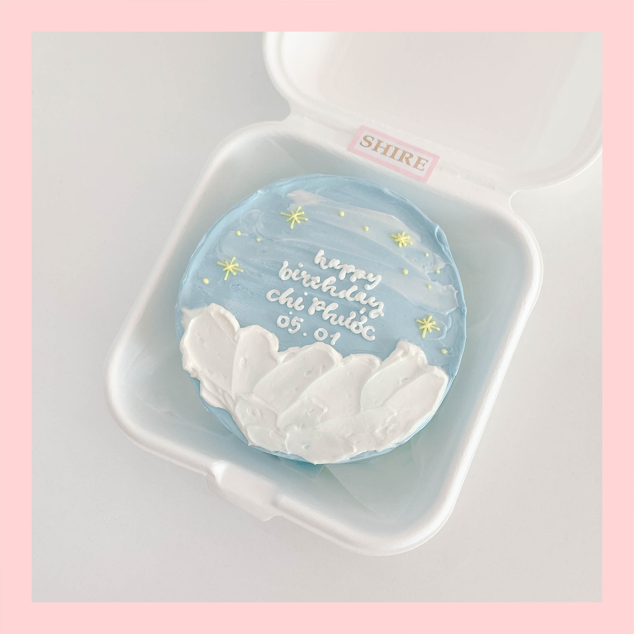 Mini Bento tone màu xanh dương - Bánh kem bơ mini hộp bã mía