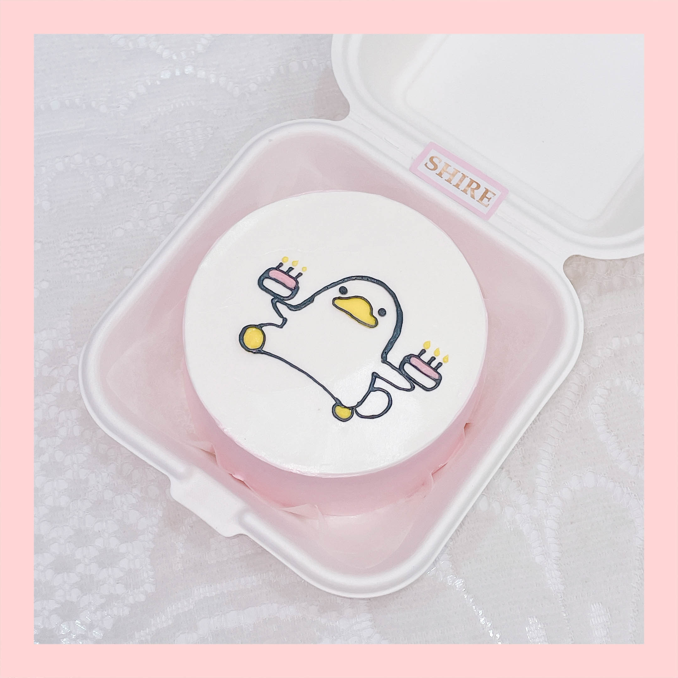 Mini Bento hình vịt dễ thương - Bánh kem bơ mini hộp bã mía