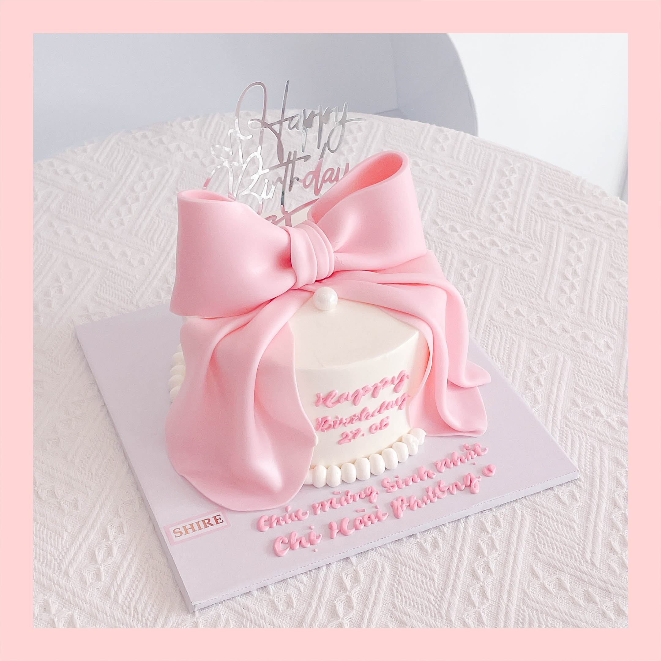 Bánh kem tạo hình nơ 3D xinh xắn cho nữ - Bánh kem fondant