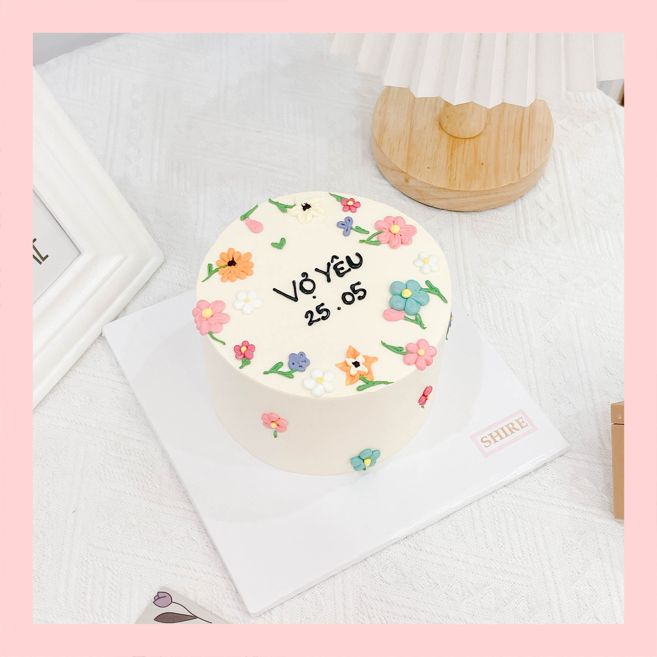 Bánh mini vẽ hoa - Bánh kem bơ mini 10-12cm