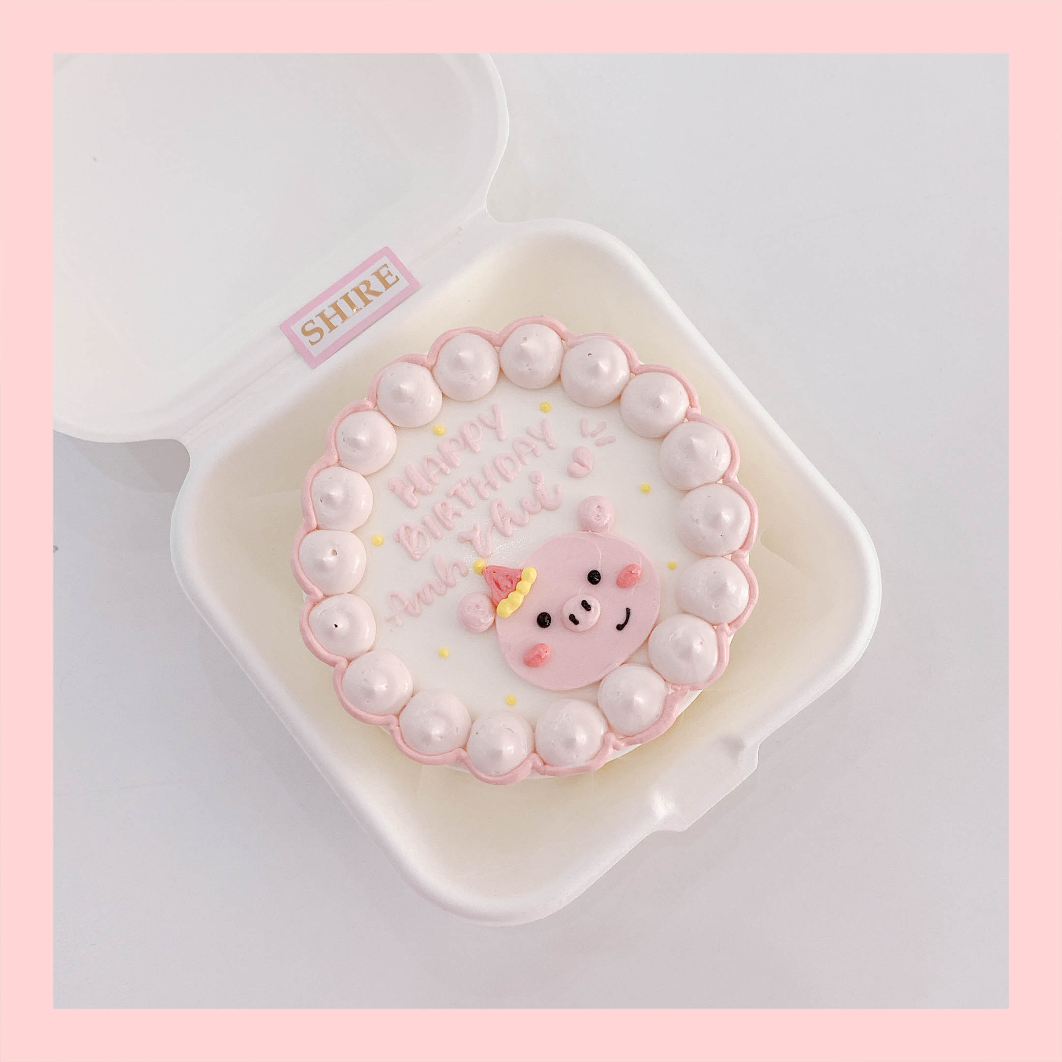 Mini Bento hình heo dễ thương - Bánh kem bơ mini hộp bã mía