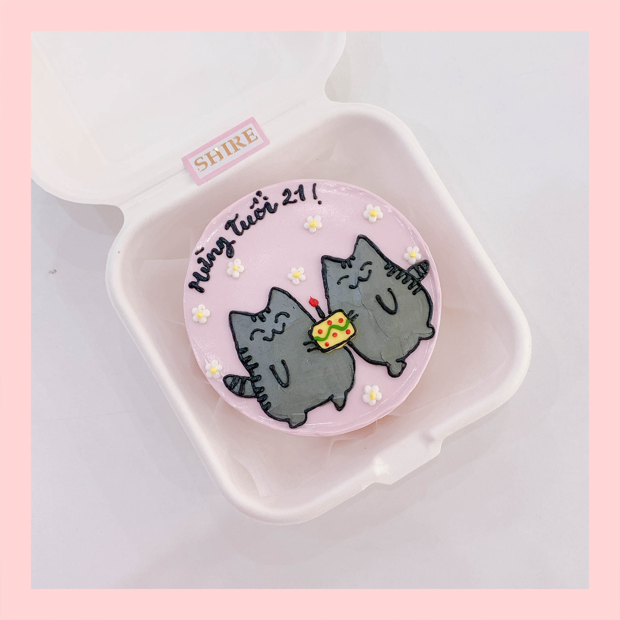 Mini Bento hình mèo dễ thương - Bánh kem bơ mini hộp bã mía