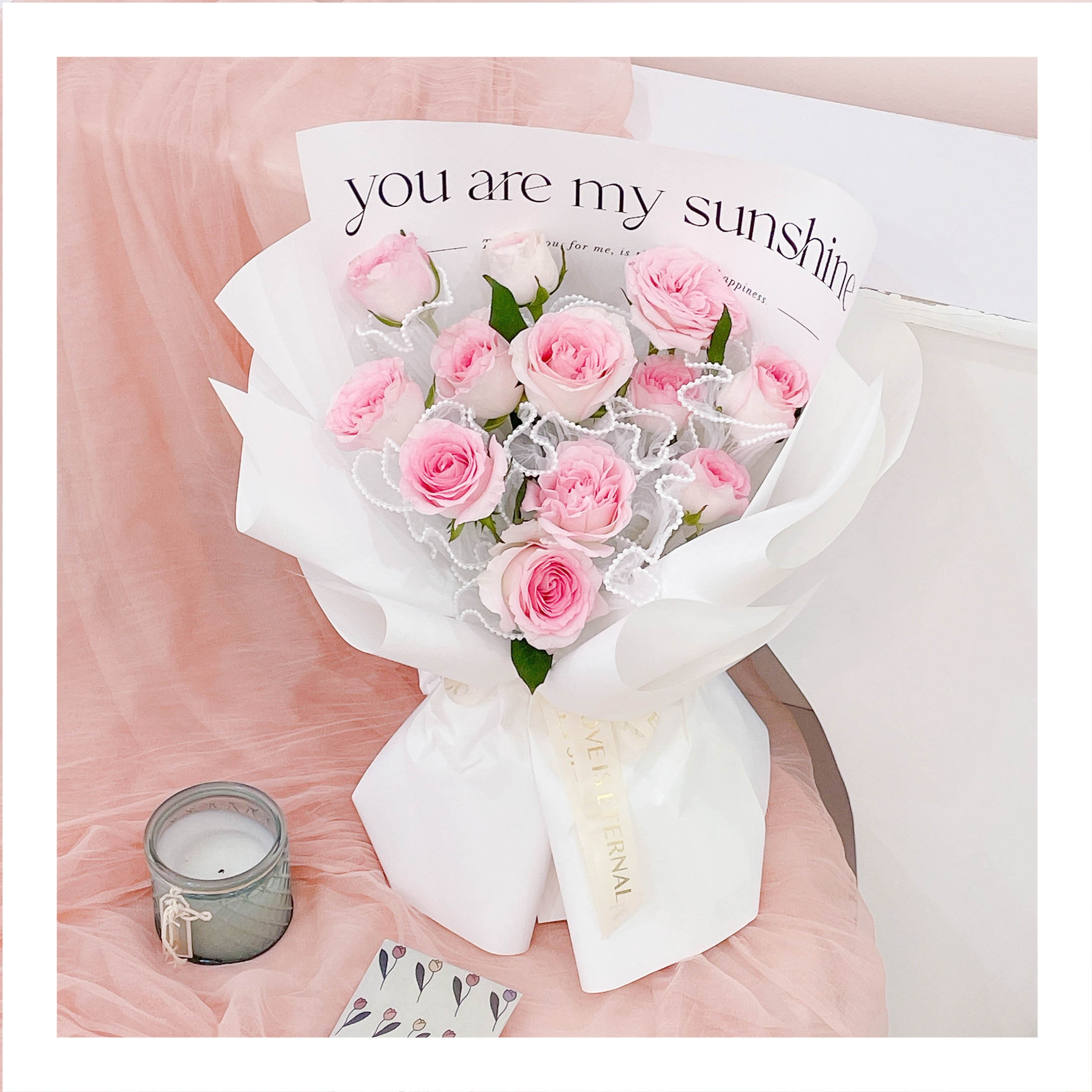 Bó hoa tươi tone hồng