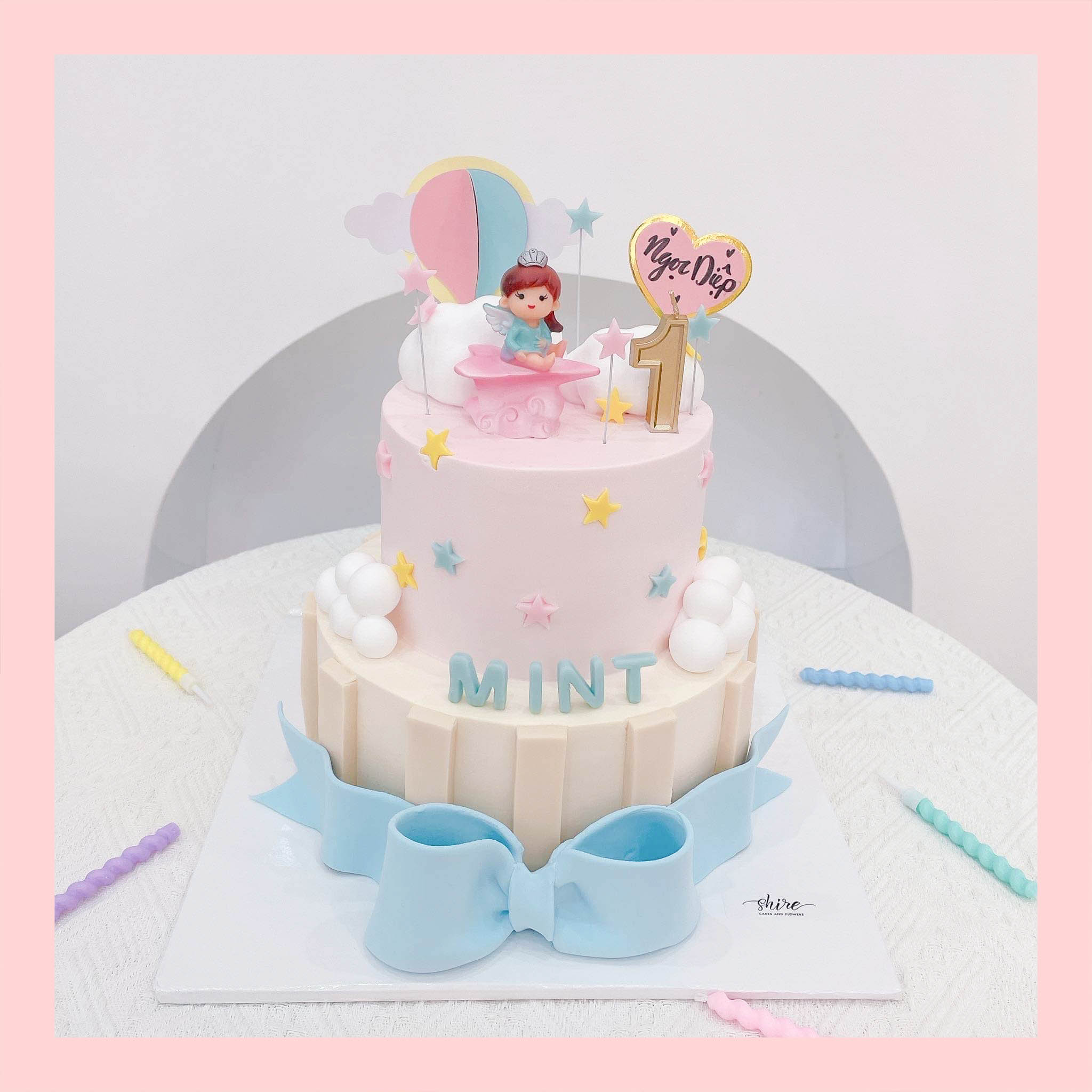 Bánh kem tạo hình nơ 3D xinh xắn cho bé gái - Bánh kem fondant