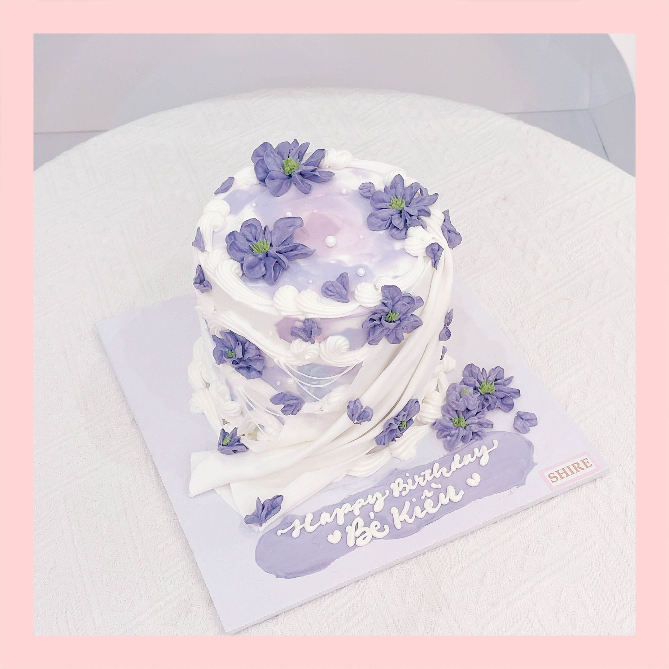 Bánh mini vẽ hoa - Bánh kem bơ mini 10-12cm