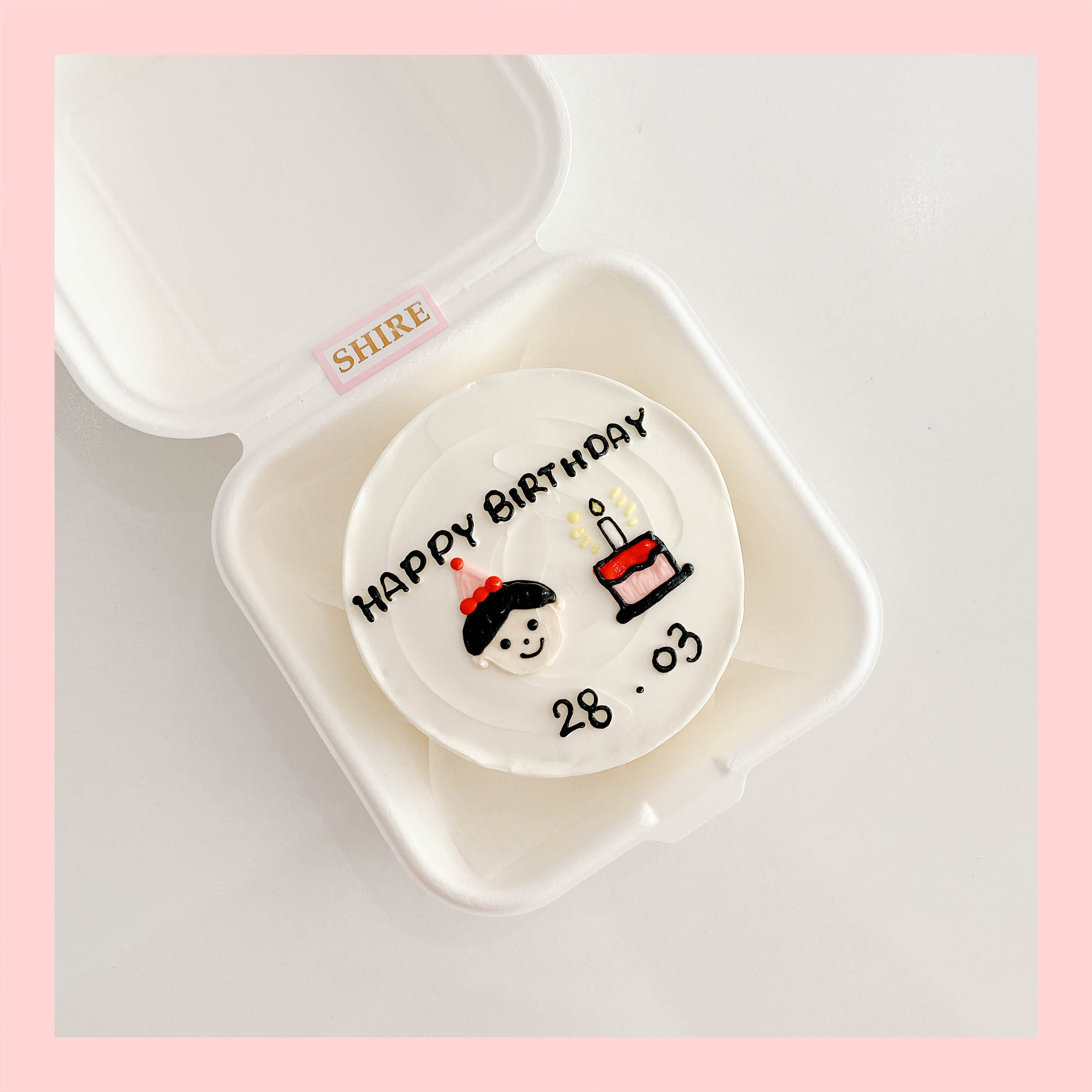 Mini Bento vẽ người - Bánh kem bơ mini hộp bã mía