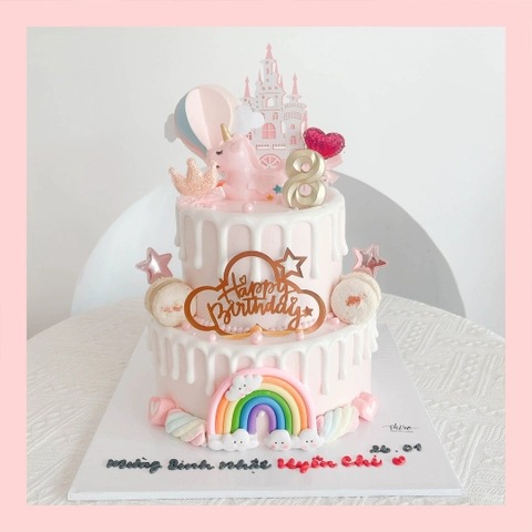 Bánh kem 2 tầng cho bé gái - Bánh sinh nhật bé gái hai tầng
