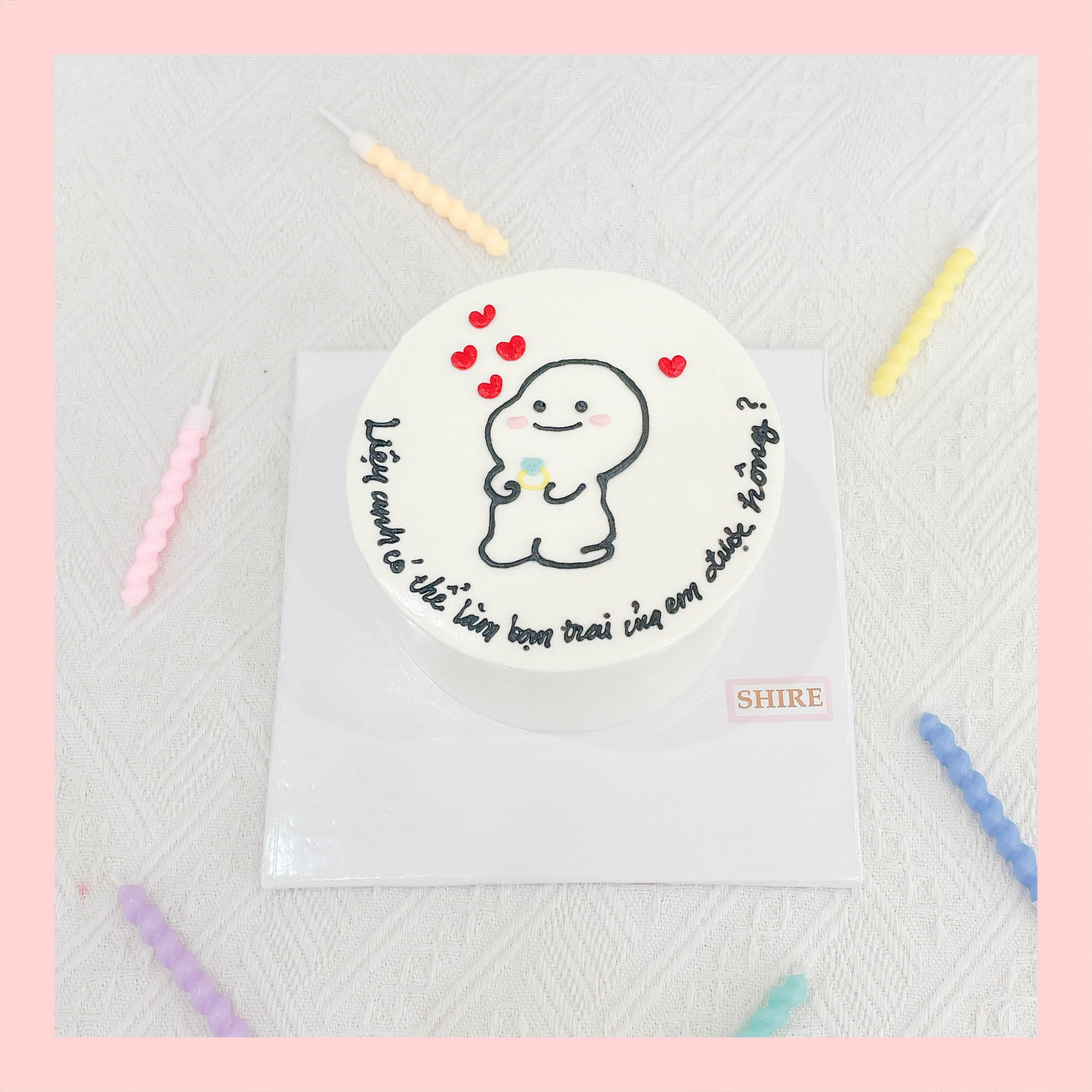 Bánh mini vẽ hình funny bựa - Bánh kem bơ mini 10-12cm