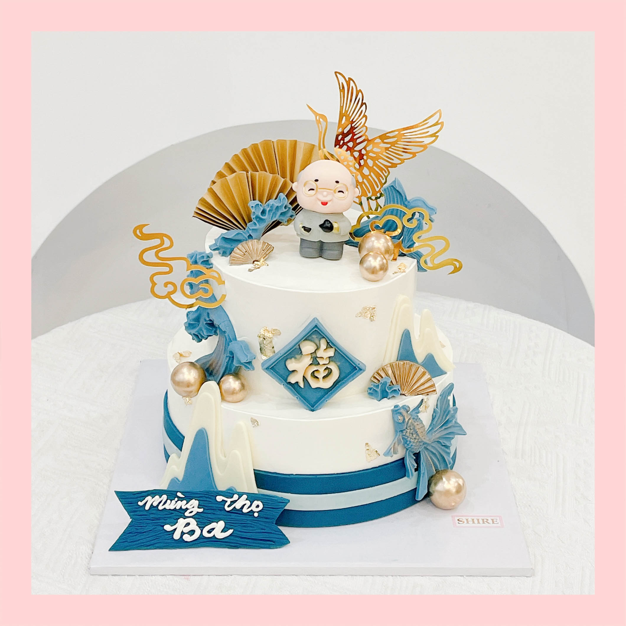 Bánh kem mừng thọ hiện đại