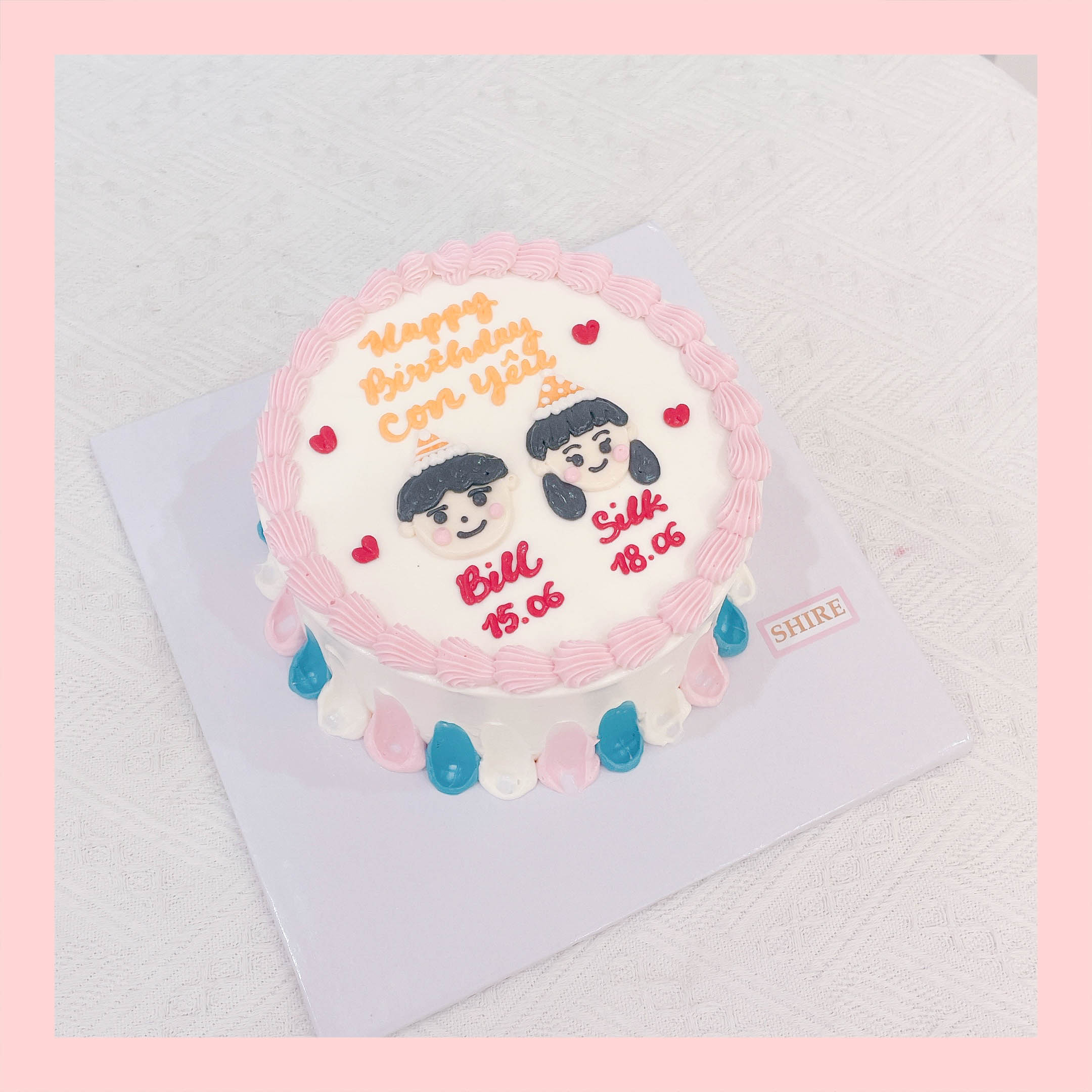 Bánh vẽ hình cặp đôi - Bánh kem sinh nhật