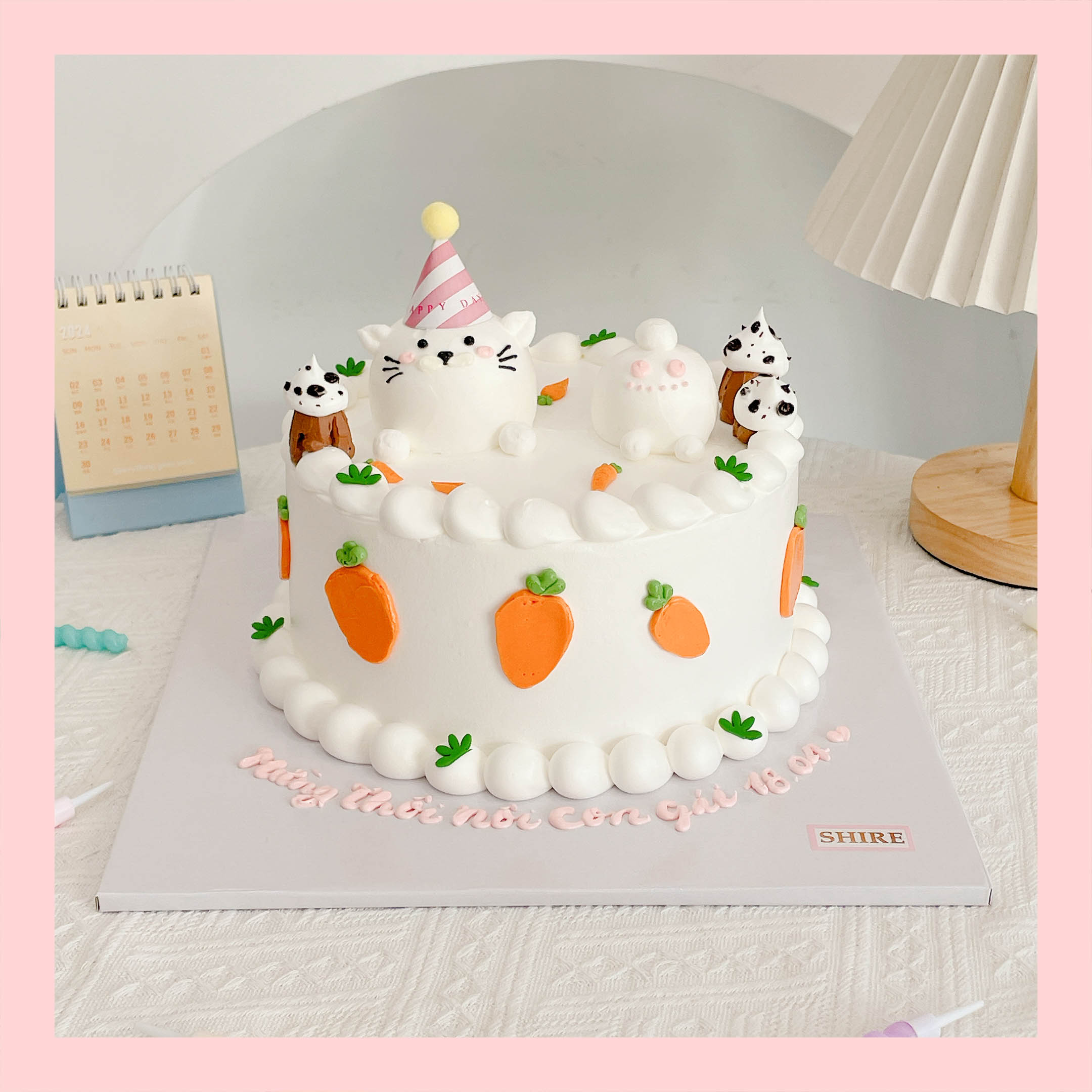 Bánh bơm thú hình con chó/con mèo/con khỉ/con chuột/con bò 3D dễ thương - Bánh sinh nhật trẻ em