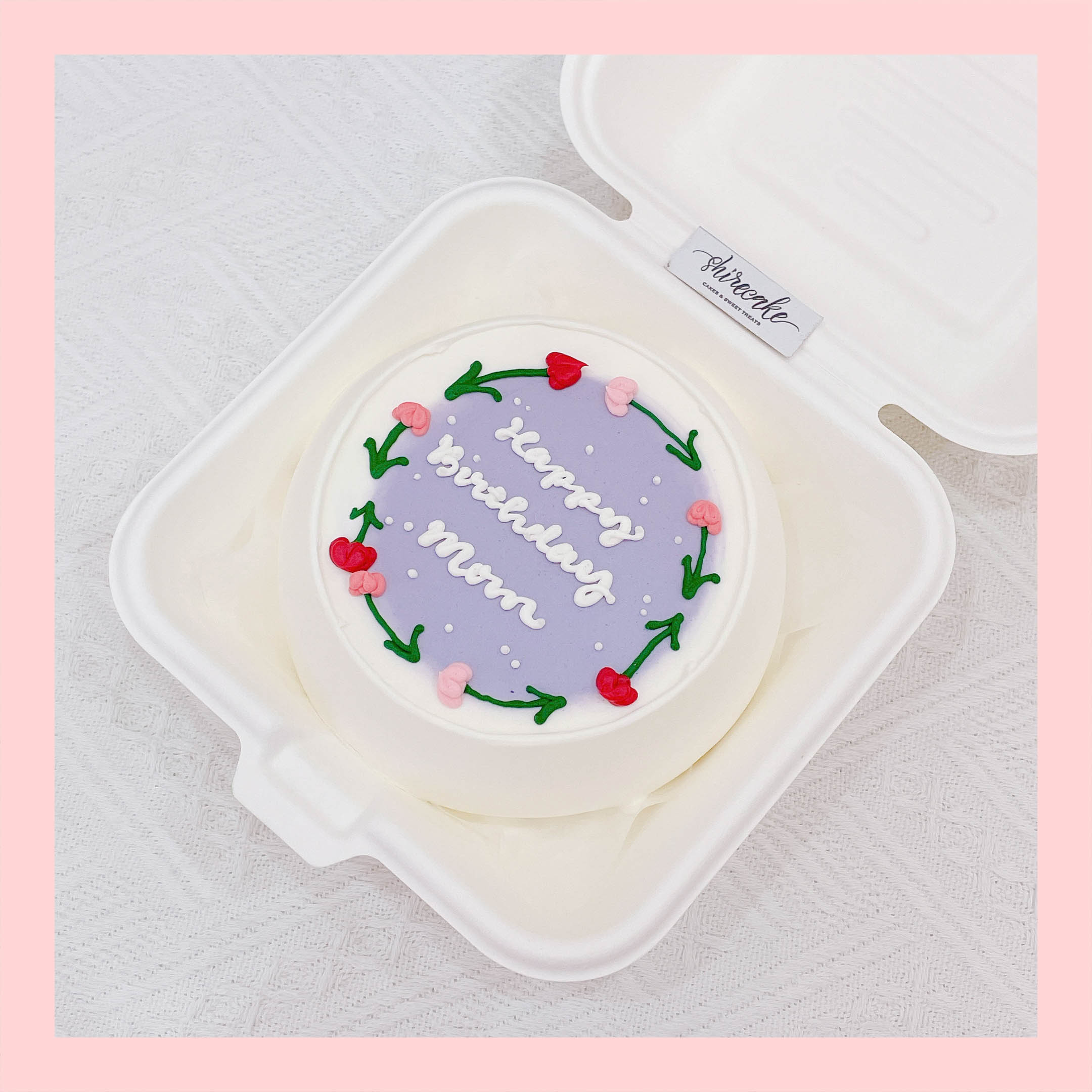 Mini Bento vẽ hoa lá - Bánh kem bơ mini hộp bã mía