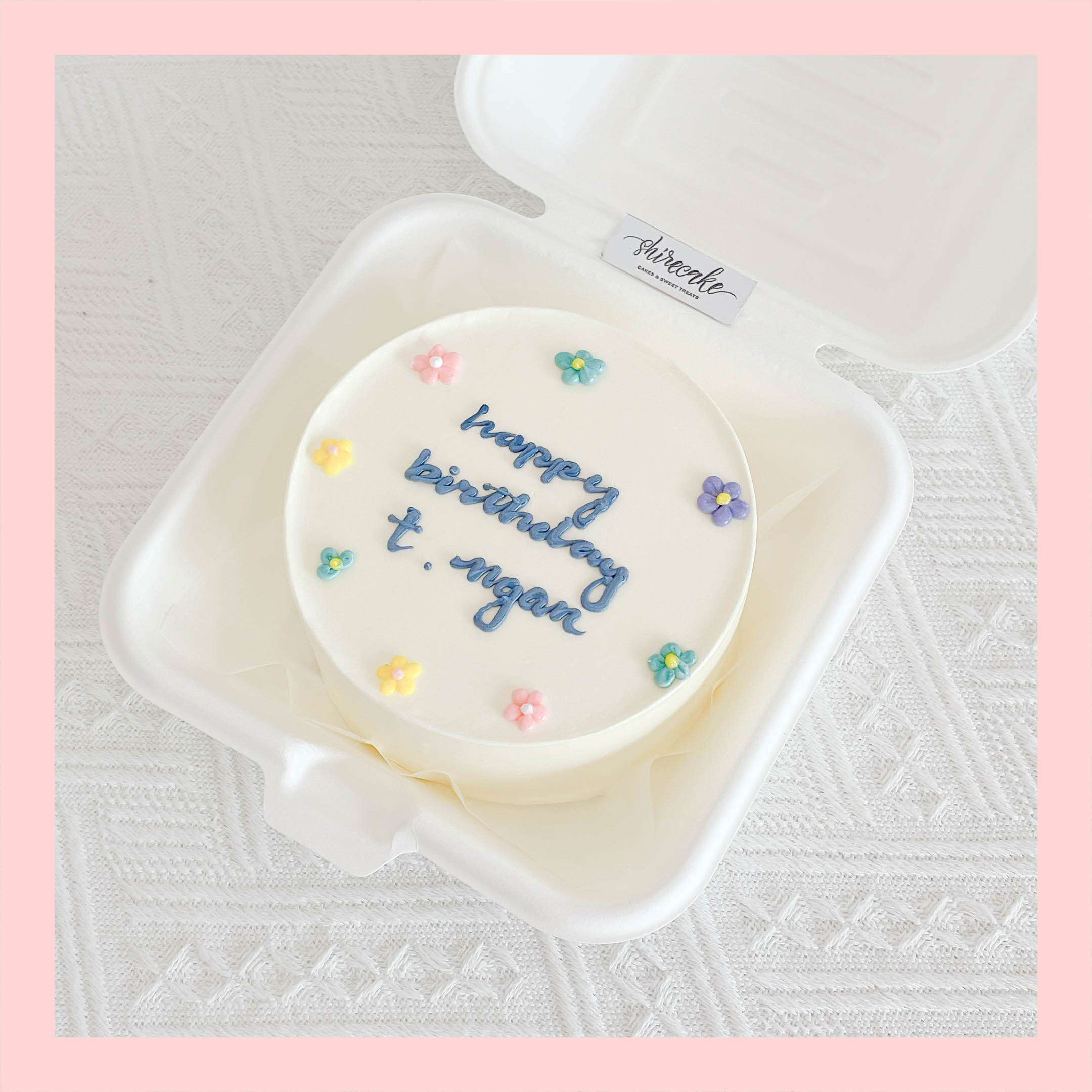 Mini Bento vẽ hoa lá - Bánh kem bơ mini hộp bã mía