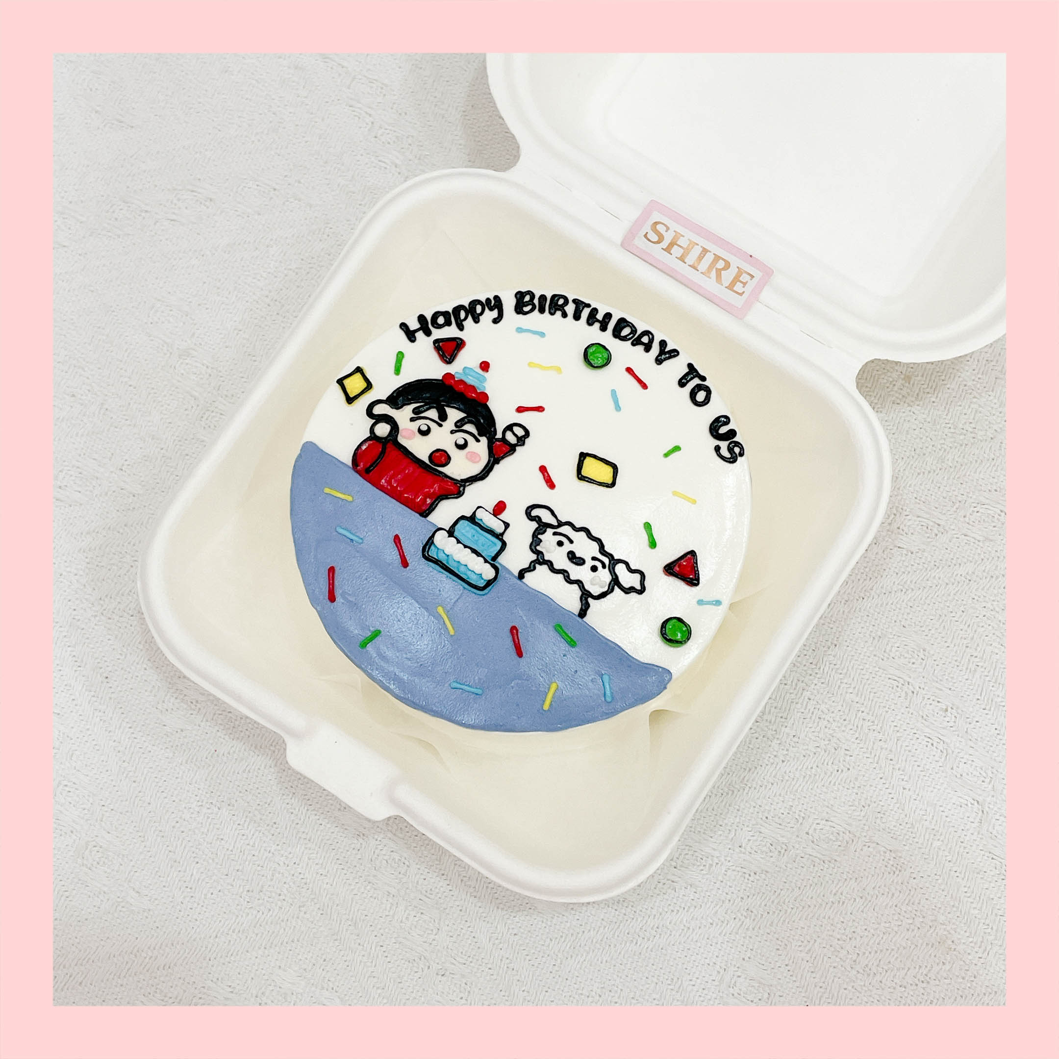 Mini Bento vẽ người - Bánh kem bơ mini hộp bã mía
