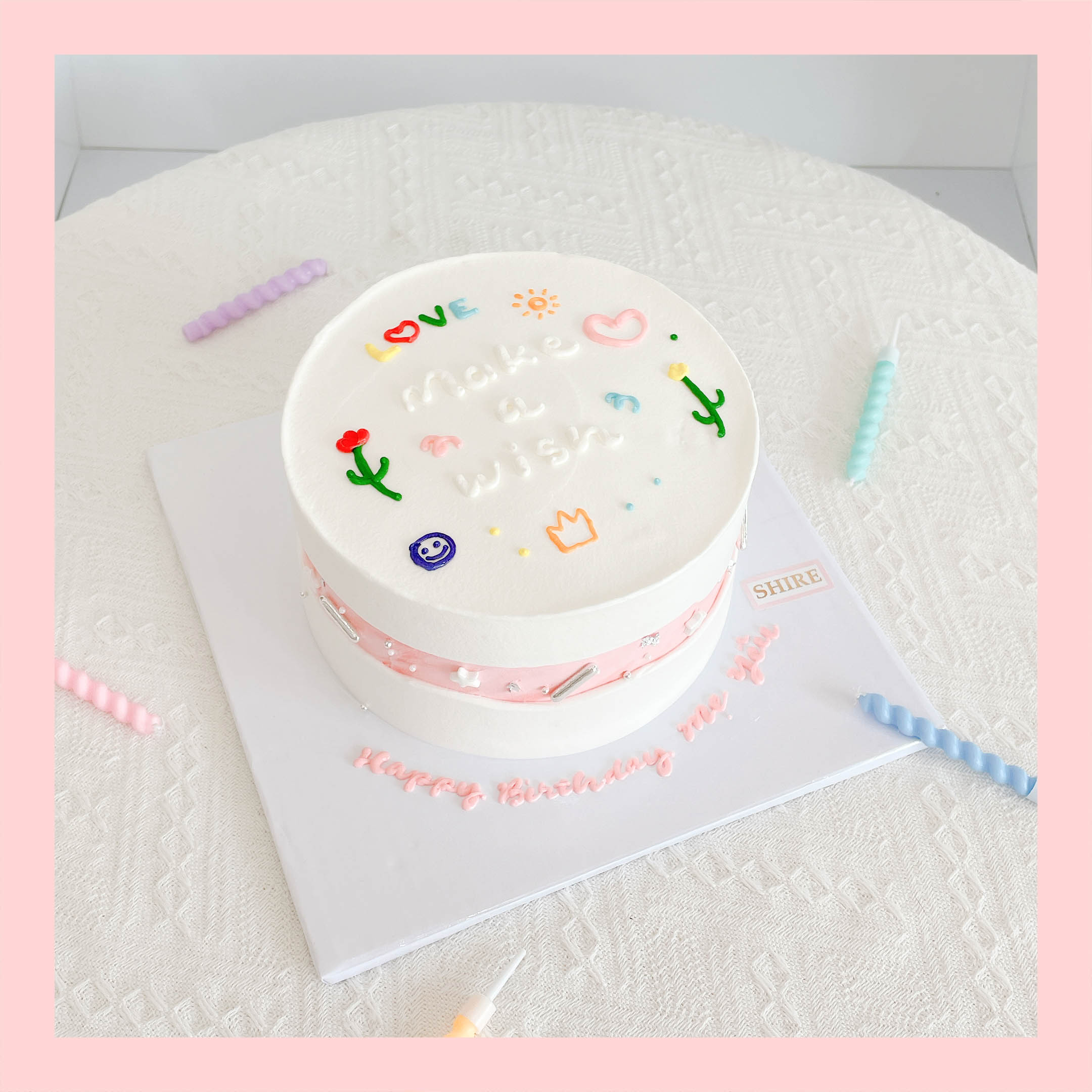 Bánh mini vẽ hoa - Bánh kem bơ mini 10-12cm