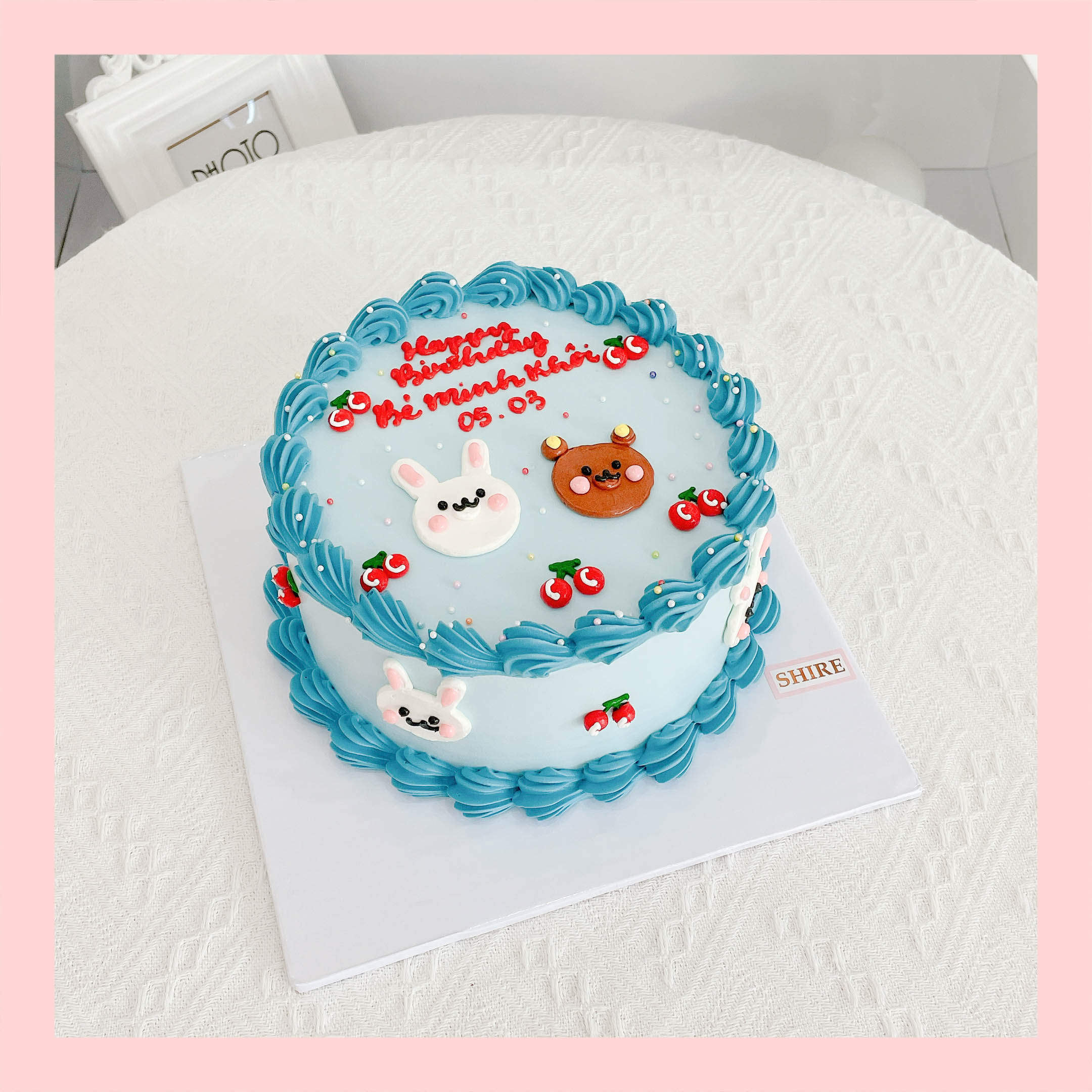 Bánh vẽ hình các con vật dễ thương - Bánh sinh nhật trẻ em