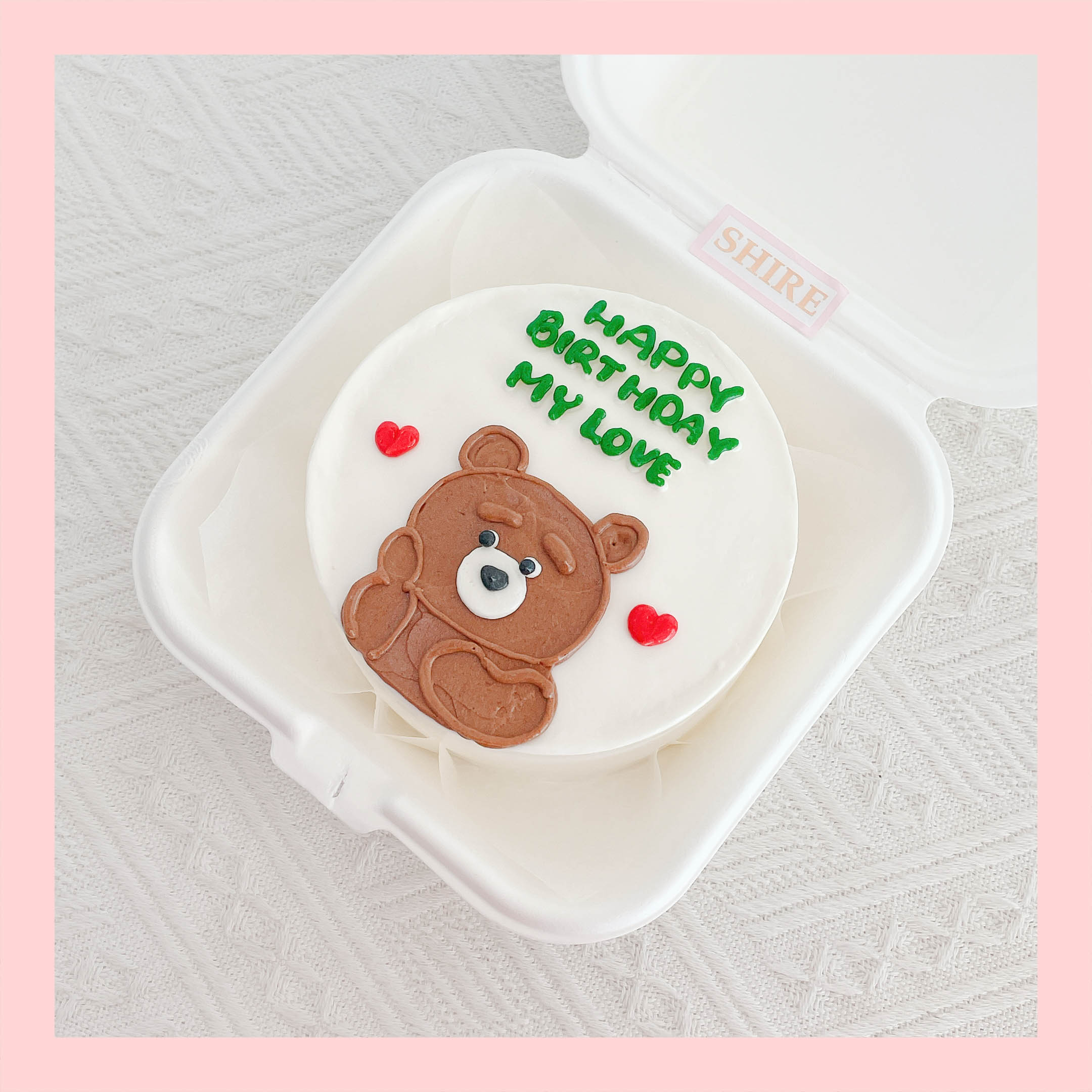 Mini Bento hình gấu dễ thương - Bánh kem bơ mini hộp bã mía