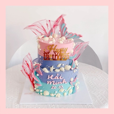 Bánh kem 2 tầng cho bé gái - Bánh sinh nhật bé gái hai tầng