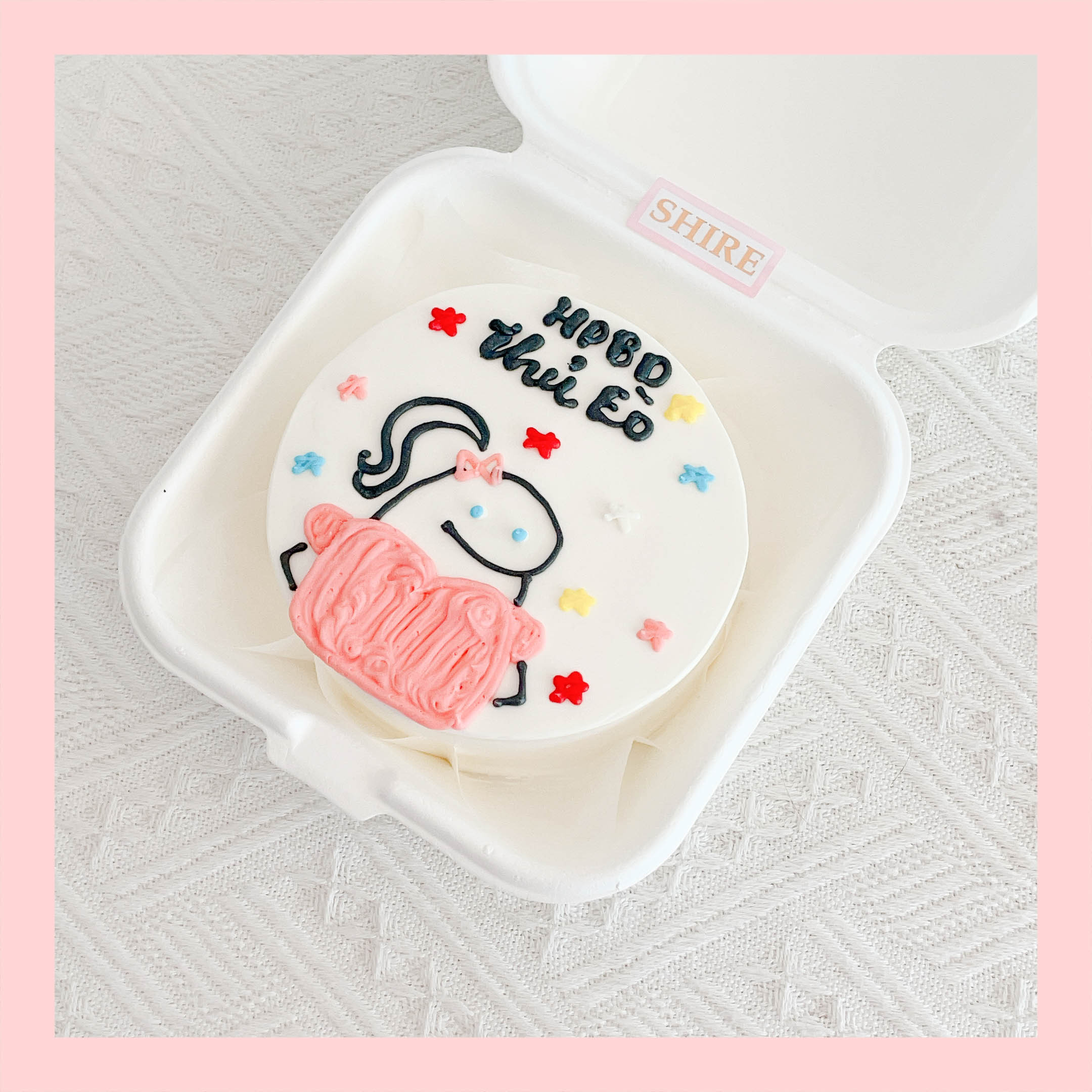Mini Bento vẽ hình ngộ nghĩnh - Bánh kem bơ mini hộp bã mía