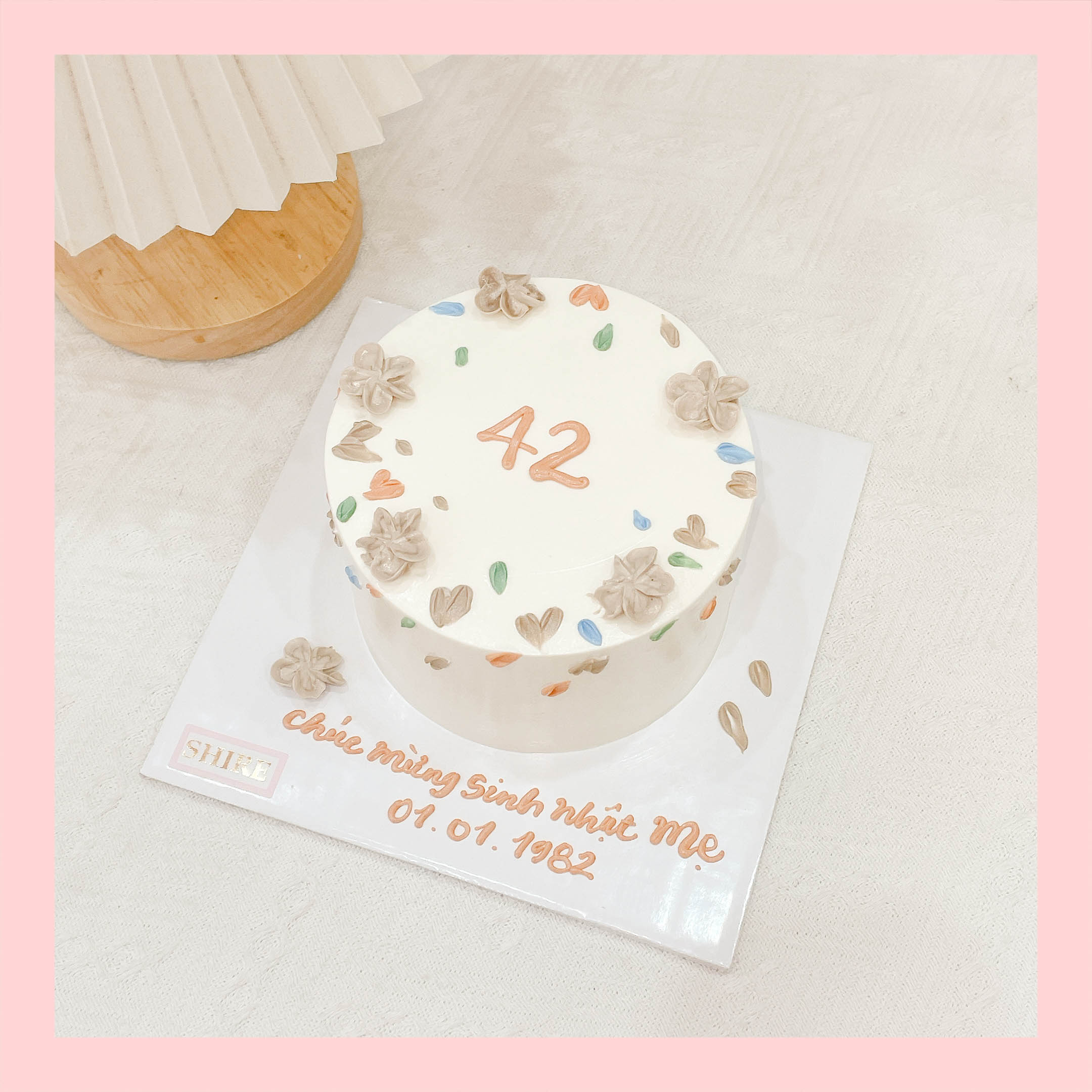 Bánh mini vẽ hoa - Bánh kem bơ mini 10-12cm