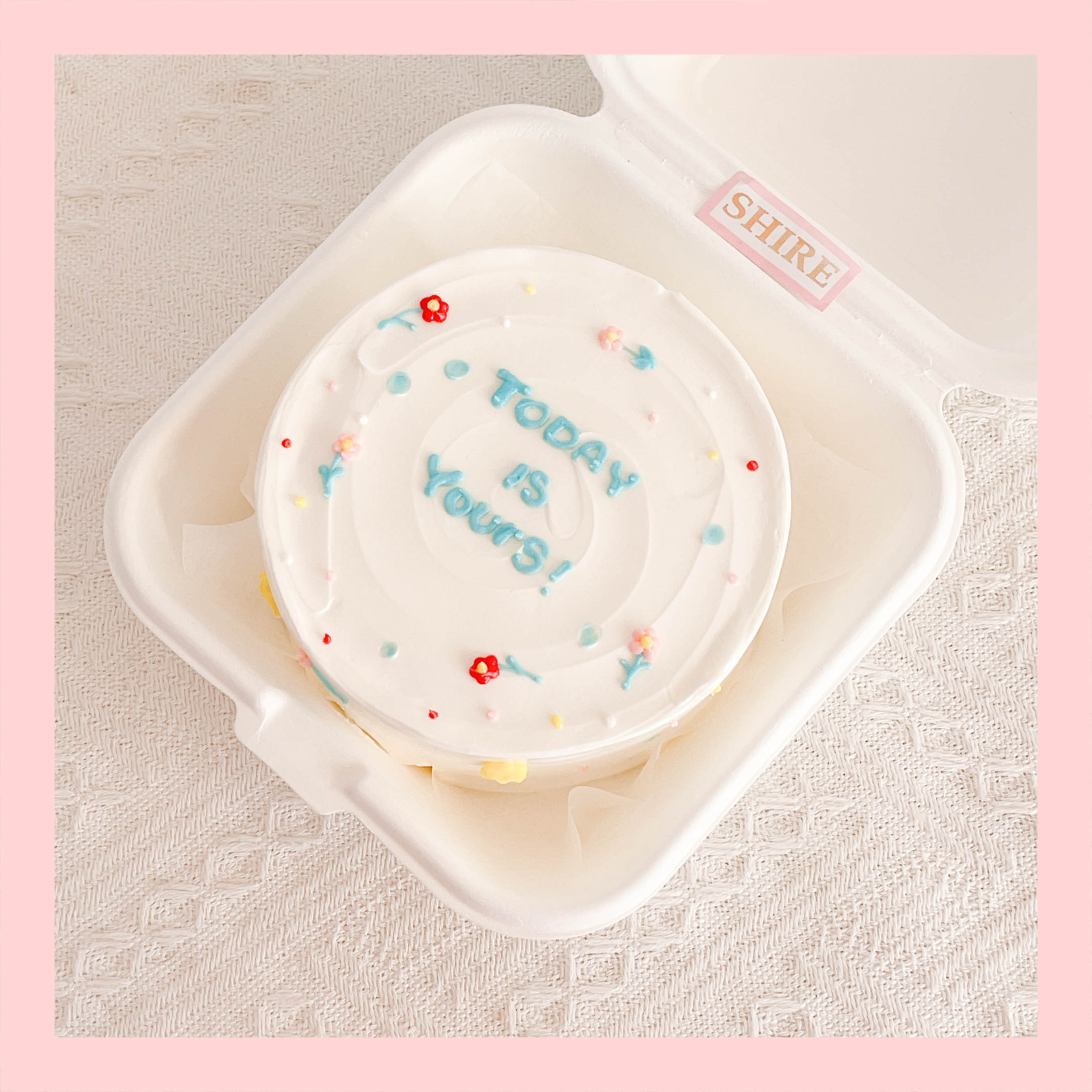 Mini Bento vẽ hoa lá - Bánh kem bơ mini hộp bã mía