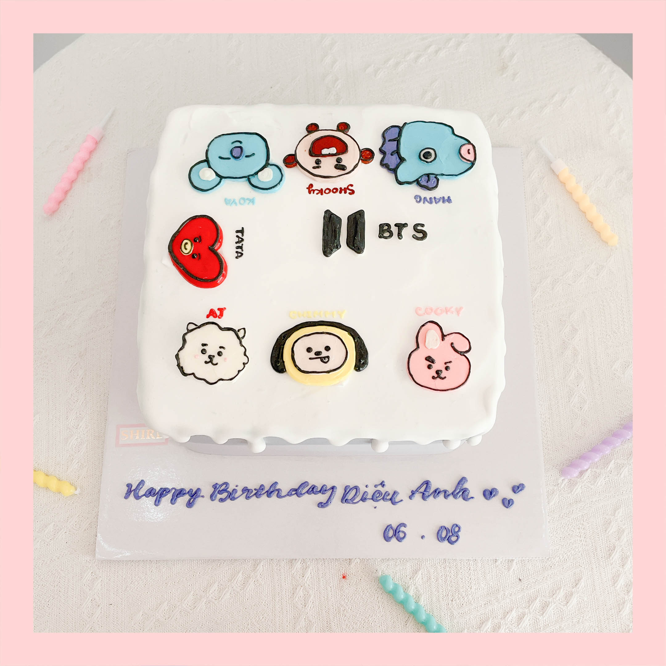 Bánh vẽ hình Totoro/ chó Snoopy/ heo Peppa/ mèo Cinnamoroll/ thỏ hồng/ BT21 dễ thương - Bánh sinh nhật trẻ em