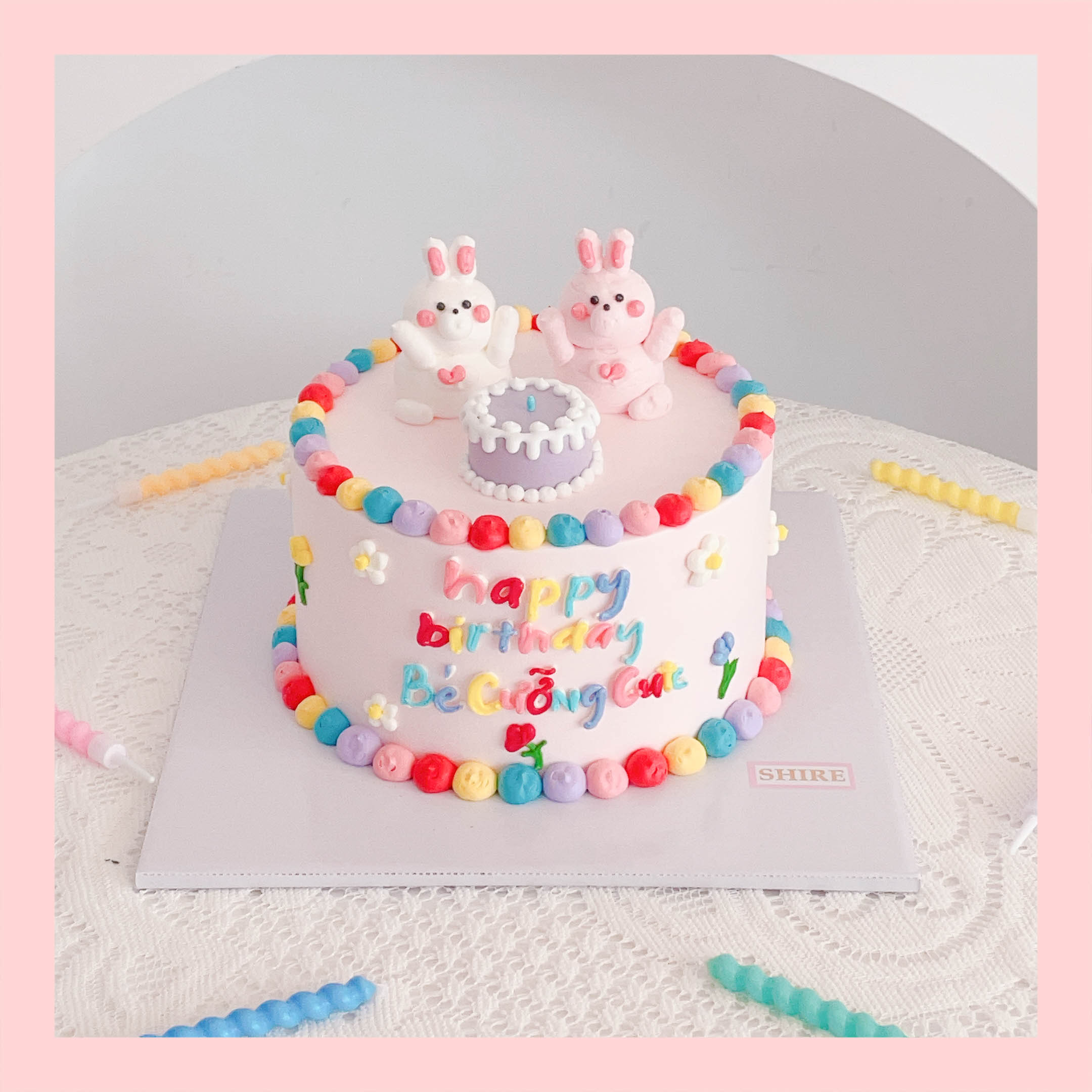 Bánh bơm thú hình con thỏ/con nhím/con cừu/capybara 3D dễ thương - Bánh sinh nhật trẻ em