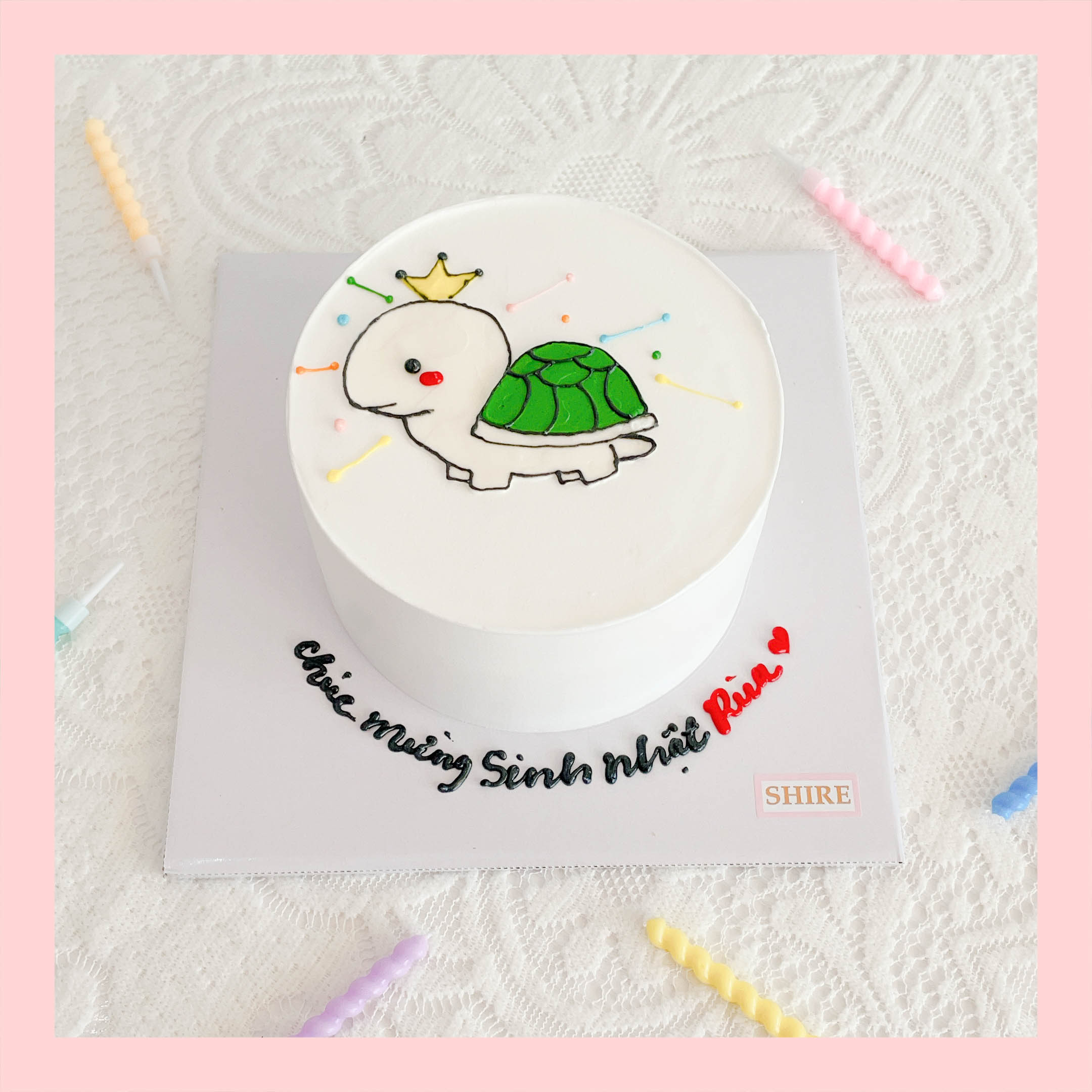 Bánh vẽ hình các con vật dễ thương - Bánh sinh nhật trẻ em