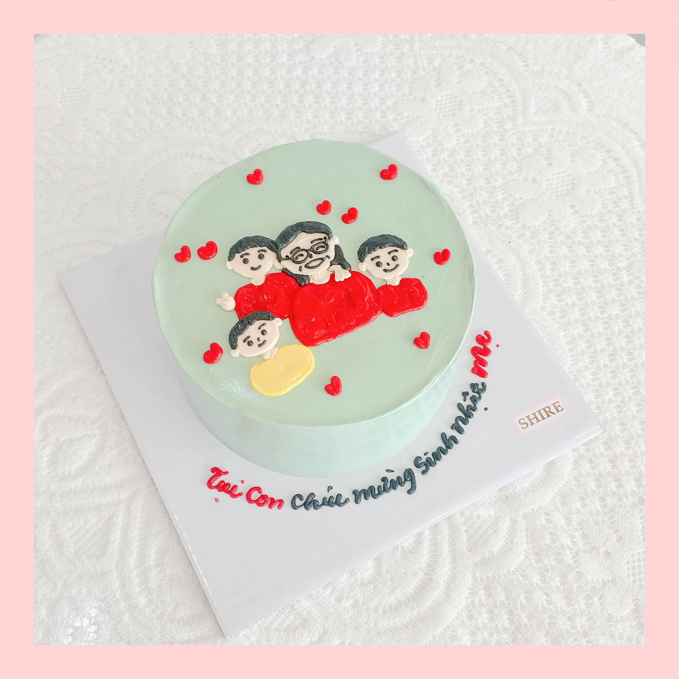 Bánh kem vẽ hình gia đình - Bánh kem sinh nhật