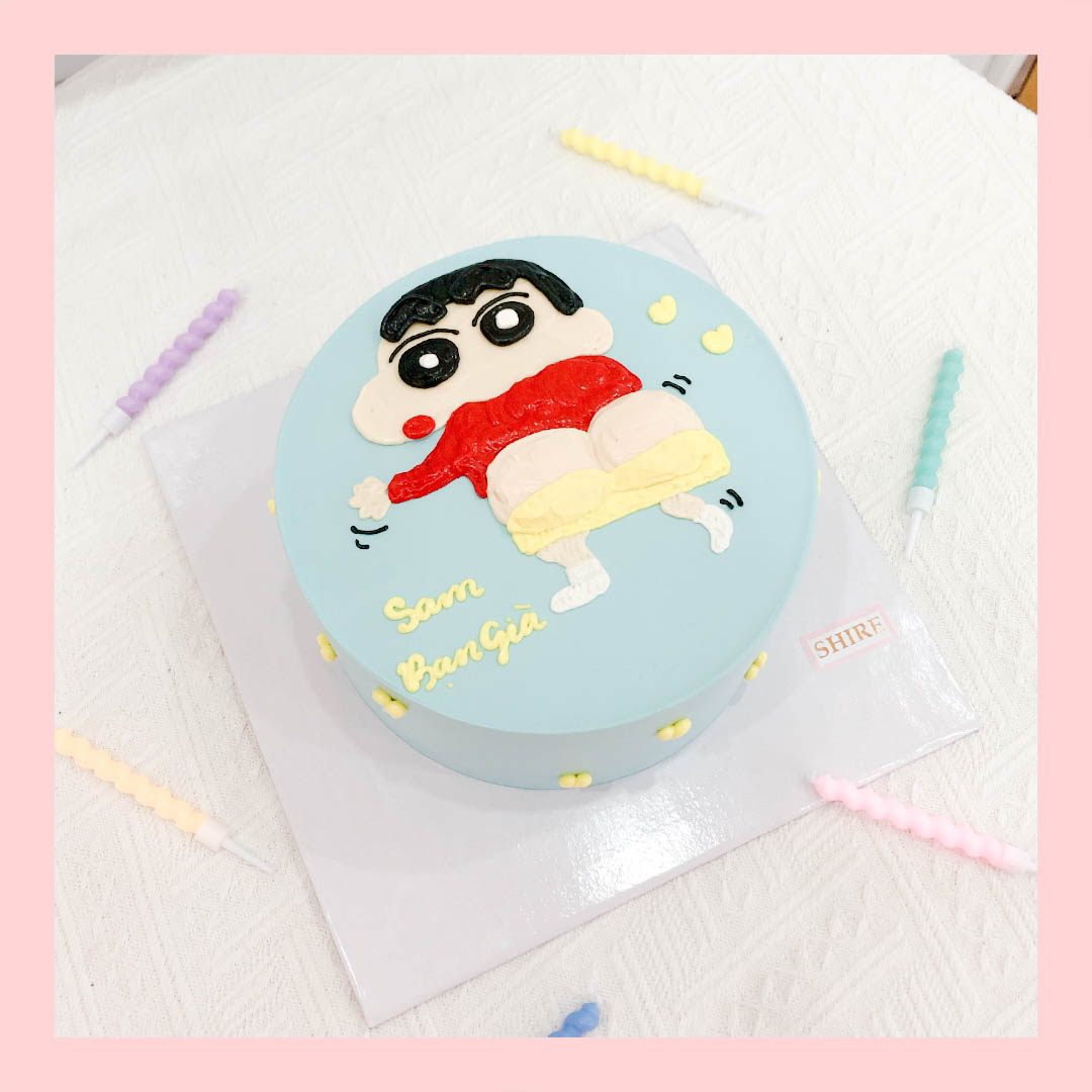 Bánh vẽ hình cu Shin/ One Piece/ Doraemon/ Conan dễ thương - Bánh sinh nhật trẻ em