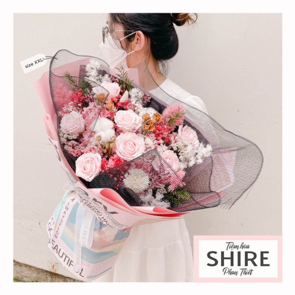 Hoa khô/Hoa bất tử size lớn tone màu hồng/đỏ