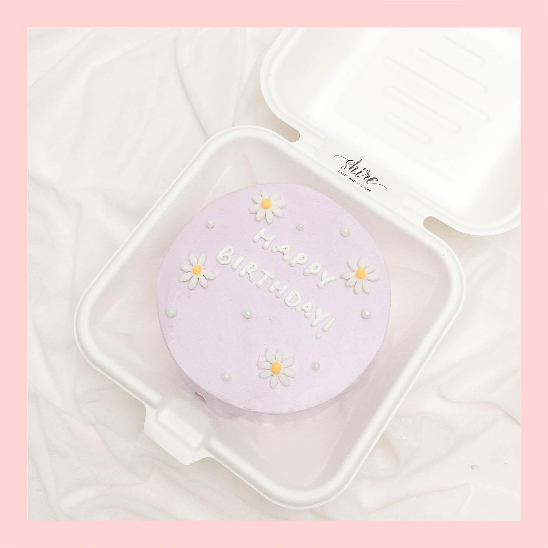 Mini Bento vẽ hoa lá - Bánh kem bơ mini hộp bã mía