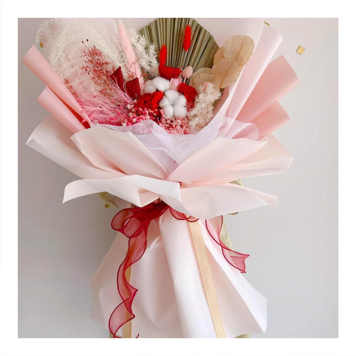 Hoa khô/Hoa bất tử size lớn tone màu hồng/đỏ