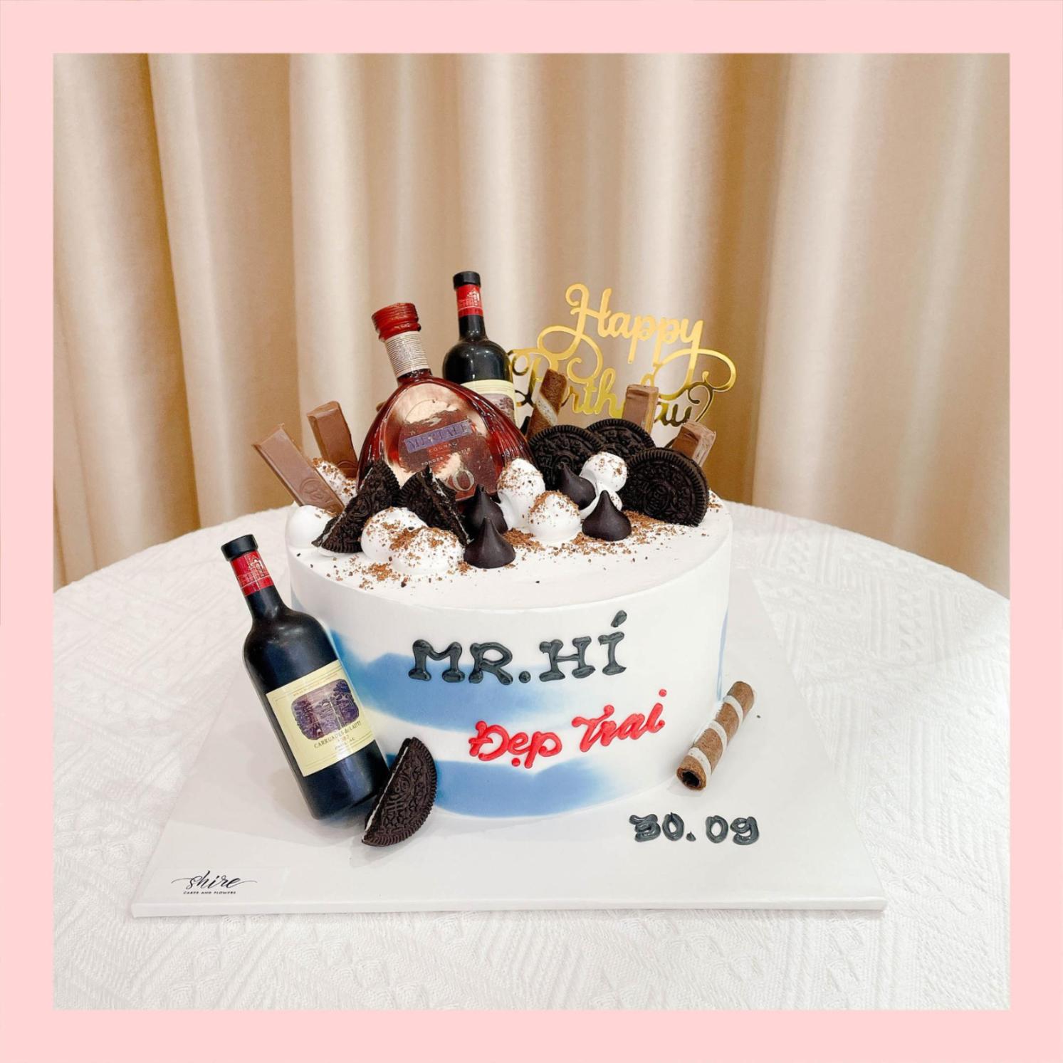 Bánh kem trang trí rượu bia - Bánh kem sinh nhật cho nam