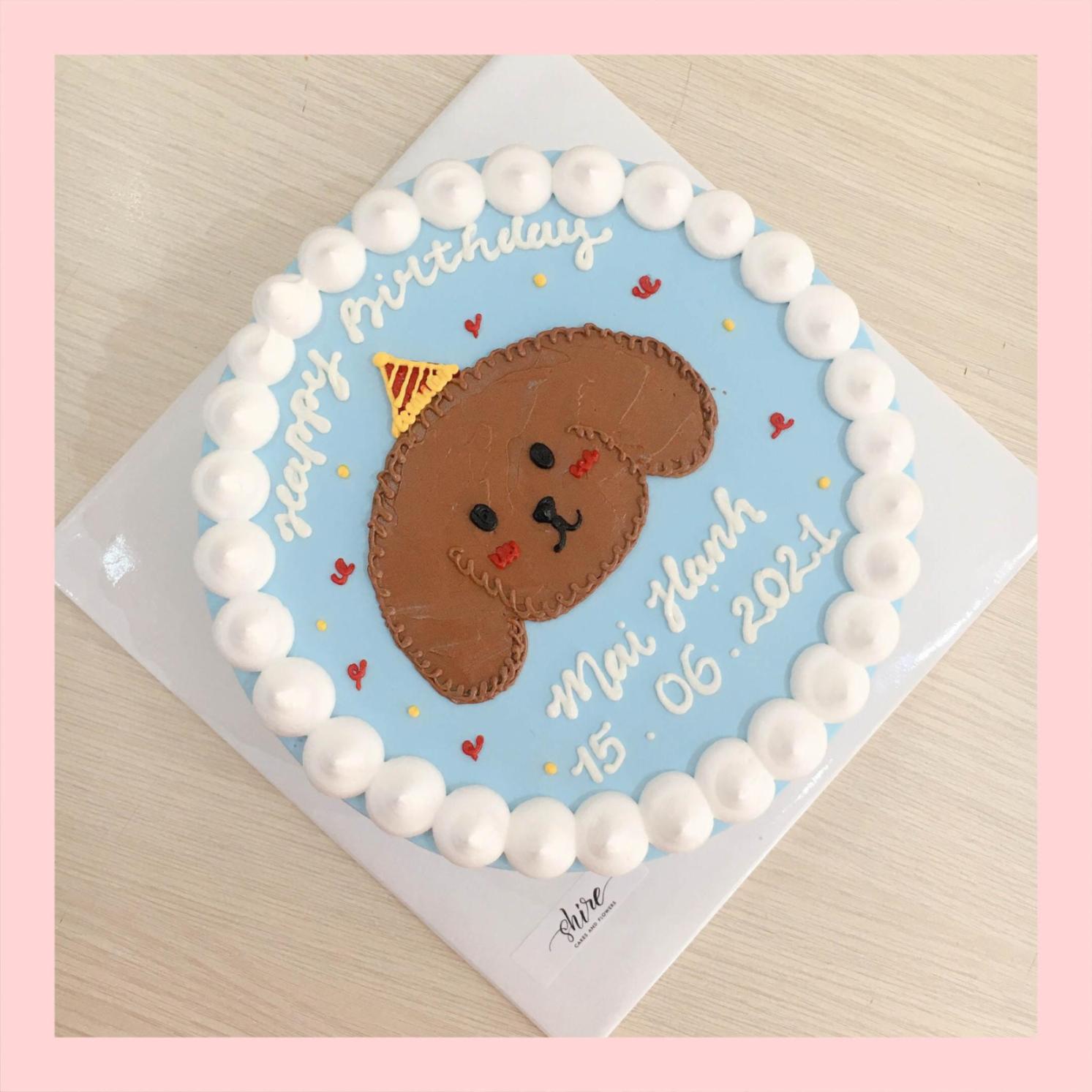 Bánh vẽ hình con chó dễ thương - Bánh sinh nhật trẻ em