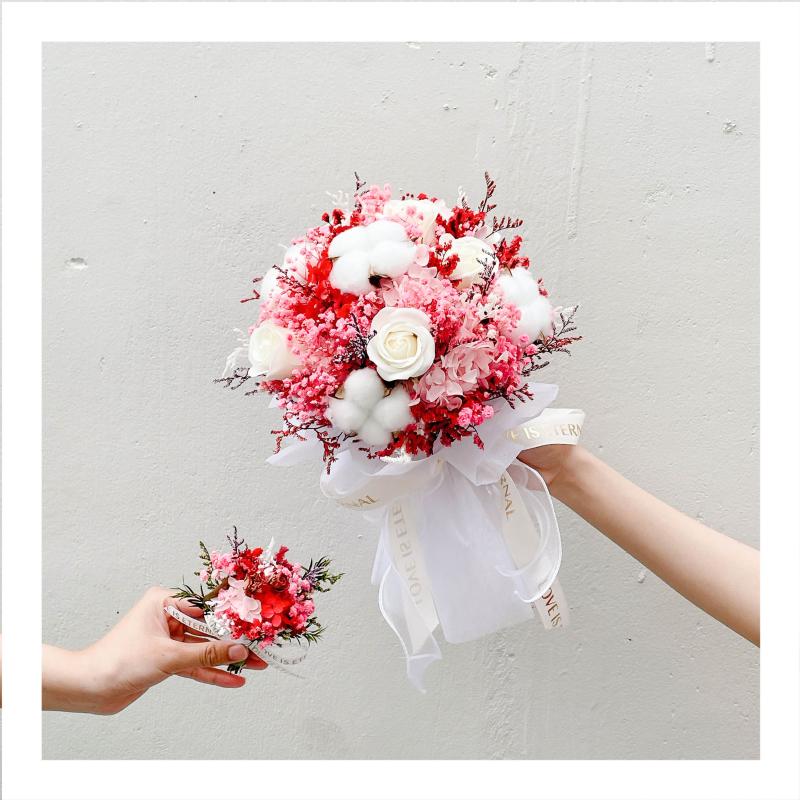 Bó hoa cưới cầm tay - Hoa khô/hoa bất tử