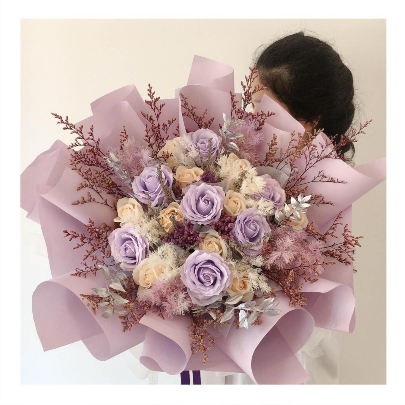 Hoa khô/Hoa bất tử size lớn tone màu tím