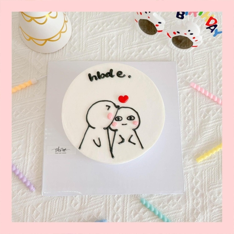Bánh vẽ hình cặp đôi - Bánh kem sinh nhật