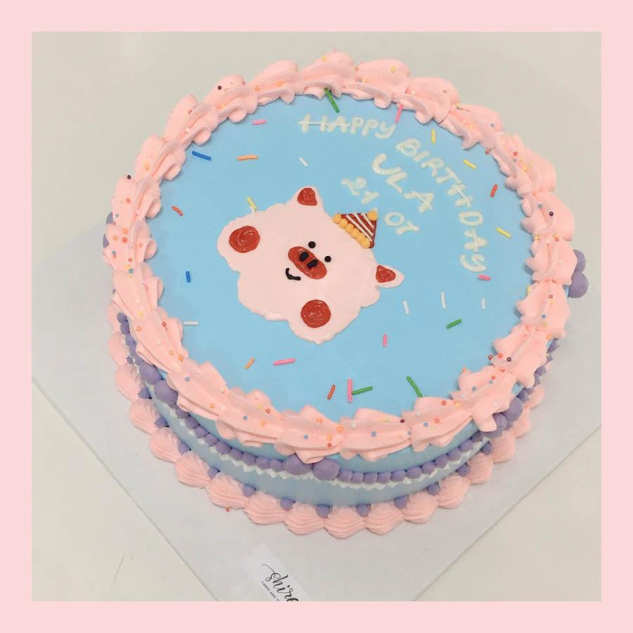 Bánh vẽ hình con heo dễ thương - Bánh sinh nhật trẻ em