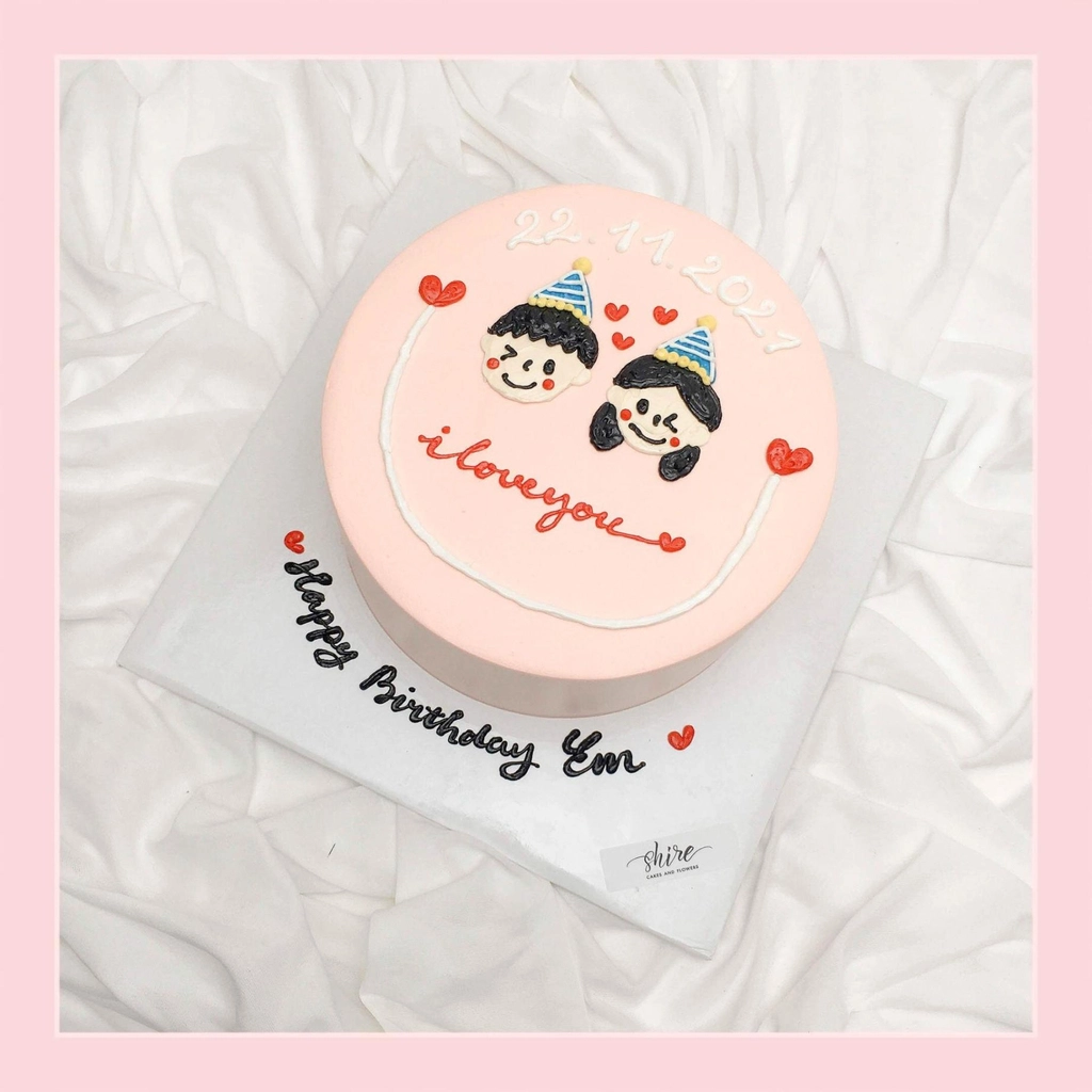 Bánh vẽ hình cặp đôi - Bánh kem sinh nhật