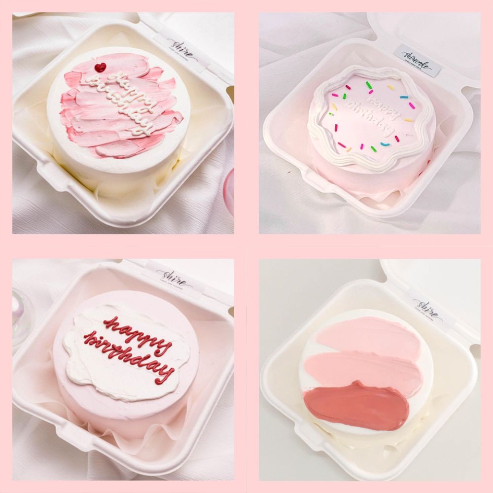 Mini Bento tone màu hồng - Bánh kem bơ mini hộp bã mía