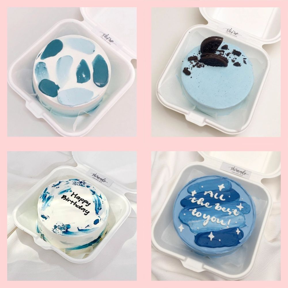 Bánh kem sinh nhật hiện đại Mini bento theo tone màu cơ bản - Màu xanh ...