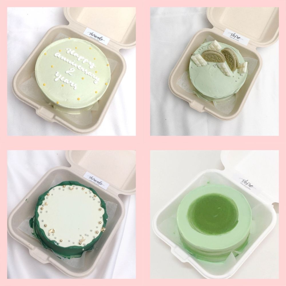 Mini Bento tone màu xanh lá - Bánh kem bơ mini hộp bã mía