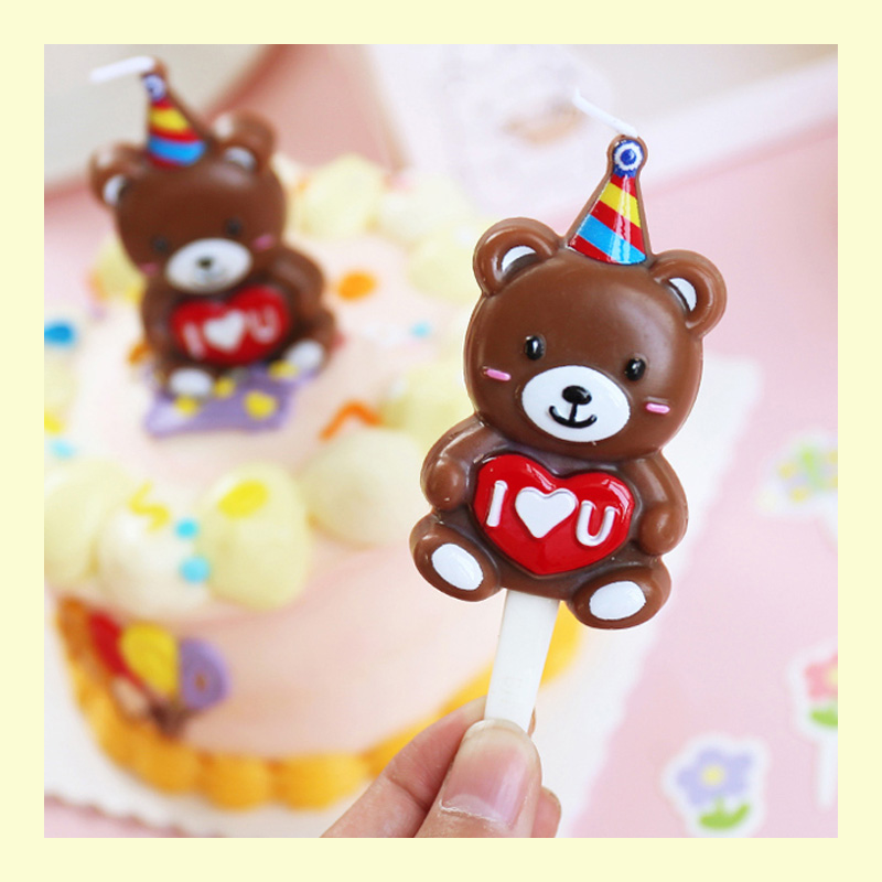 Nến sinh nhật cao cấp hình gấu lớn đội mũ